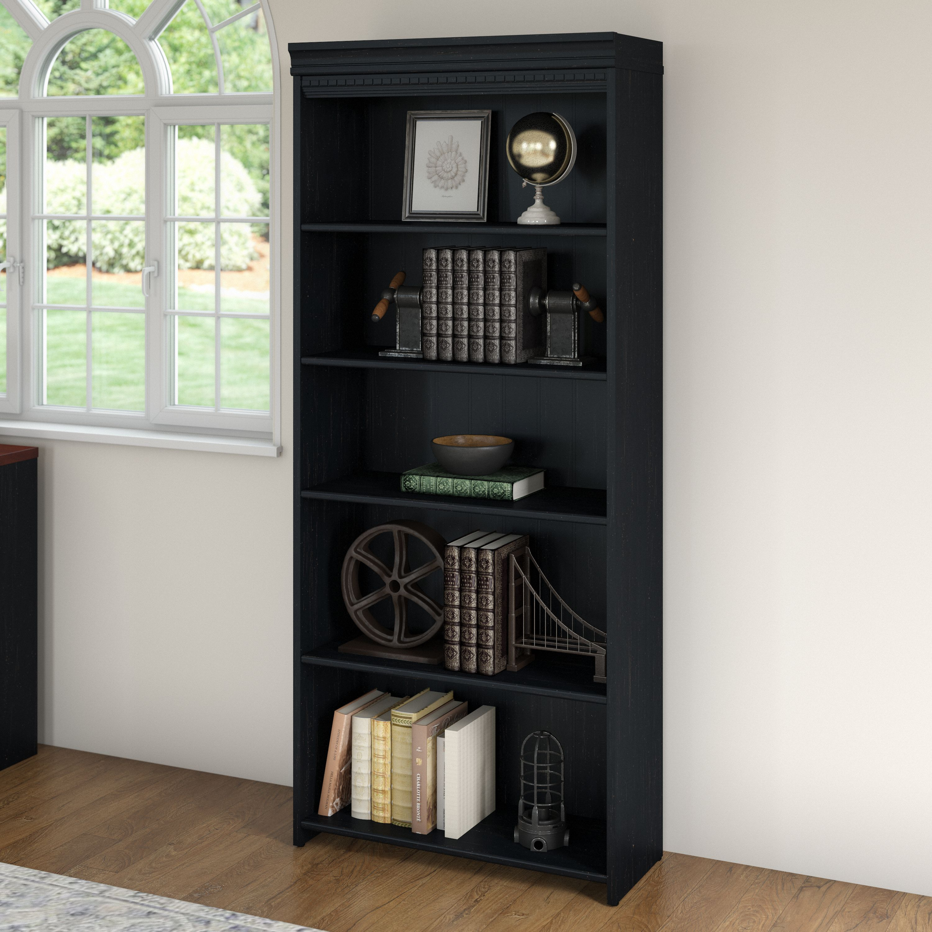 Shop Bush Furniture Fairview Tall 5 Shelf Bookcase 01 WC53965-03 #color_antique black