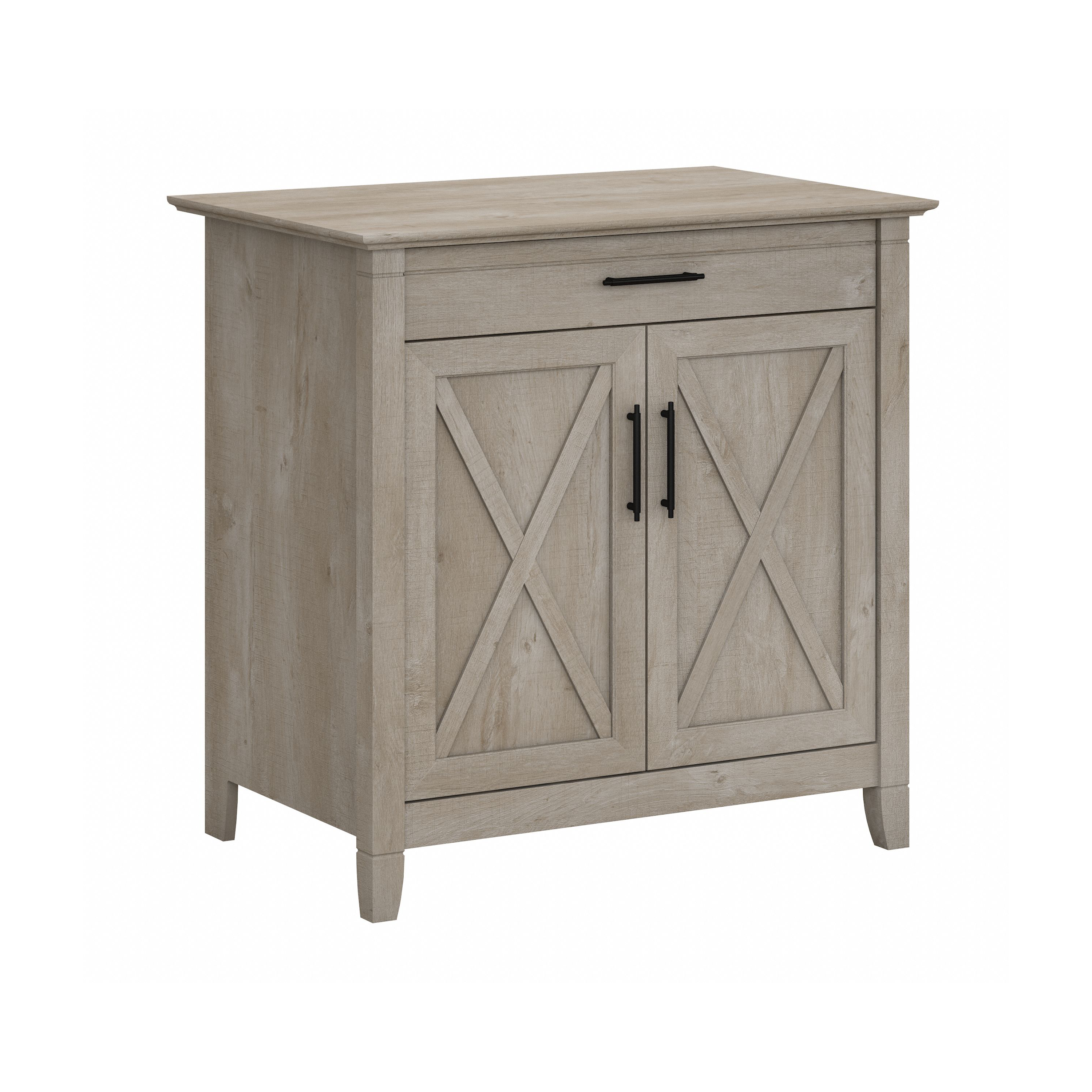 Shop Bush Furniture Key West Secretary Desk with Keyboard Tray and Storage Cabinet 02 KWS132WG-03 #color_washed gray