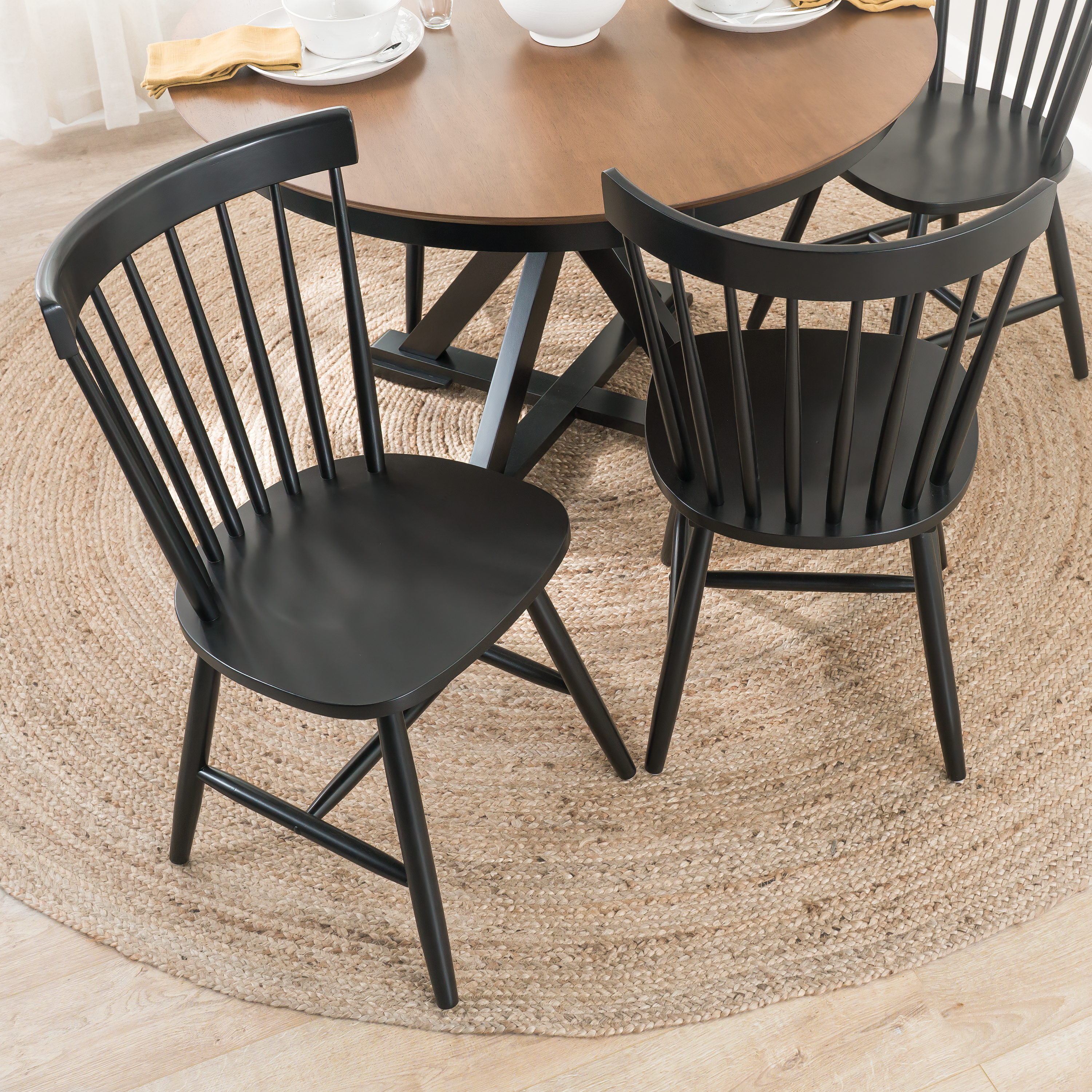 Shop Bush Furniture Windsor High Back Spindle Dining Chairs - Set of 2 05 WDNCH02BLP-03 #color_black paint