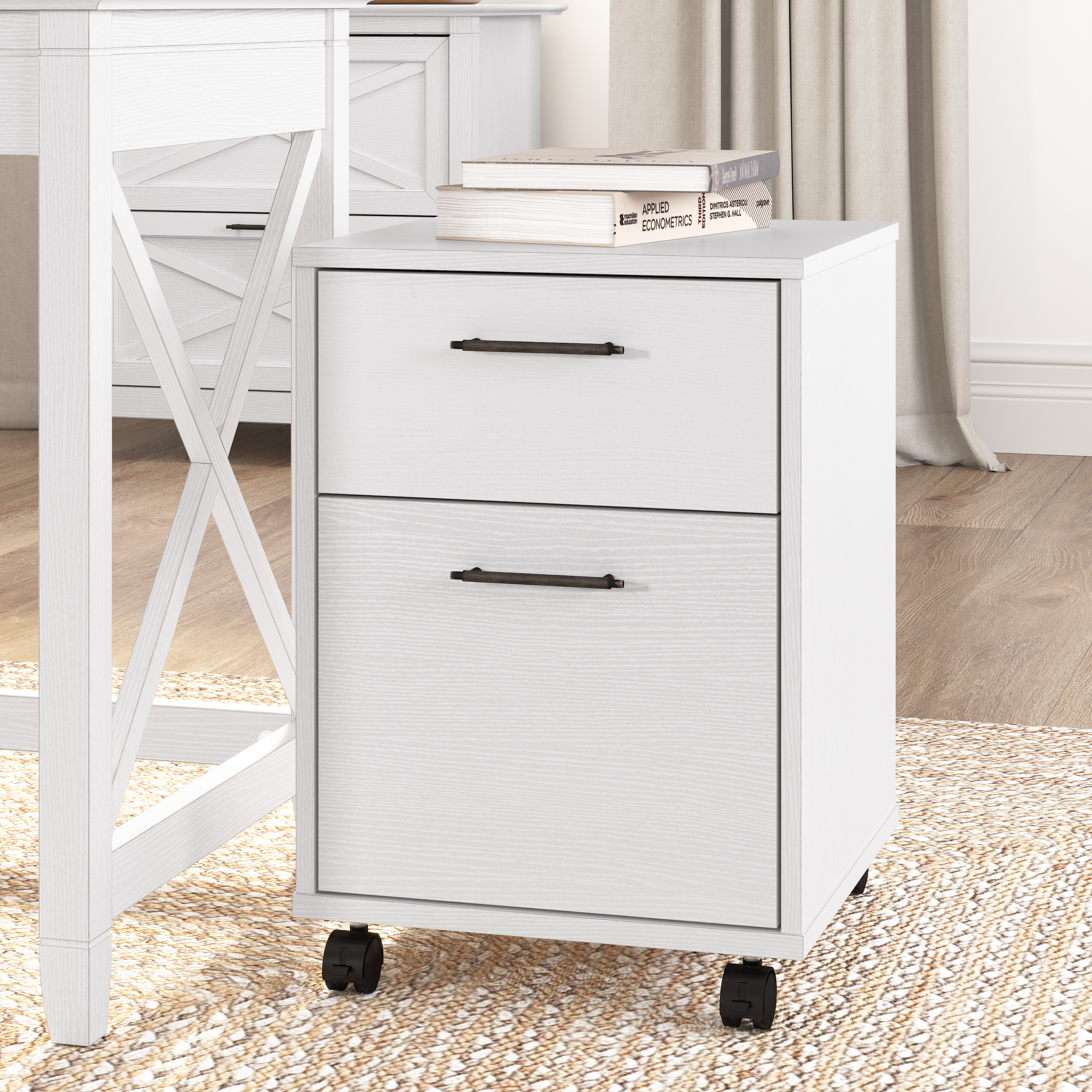 Shop Bush Furniture Key West 2 Drawer Mobile File Cabinet 01 KWF116WT-03 #color_pure white oak