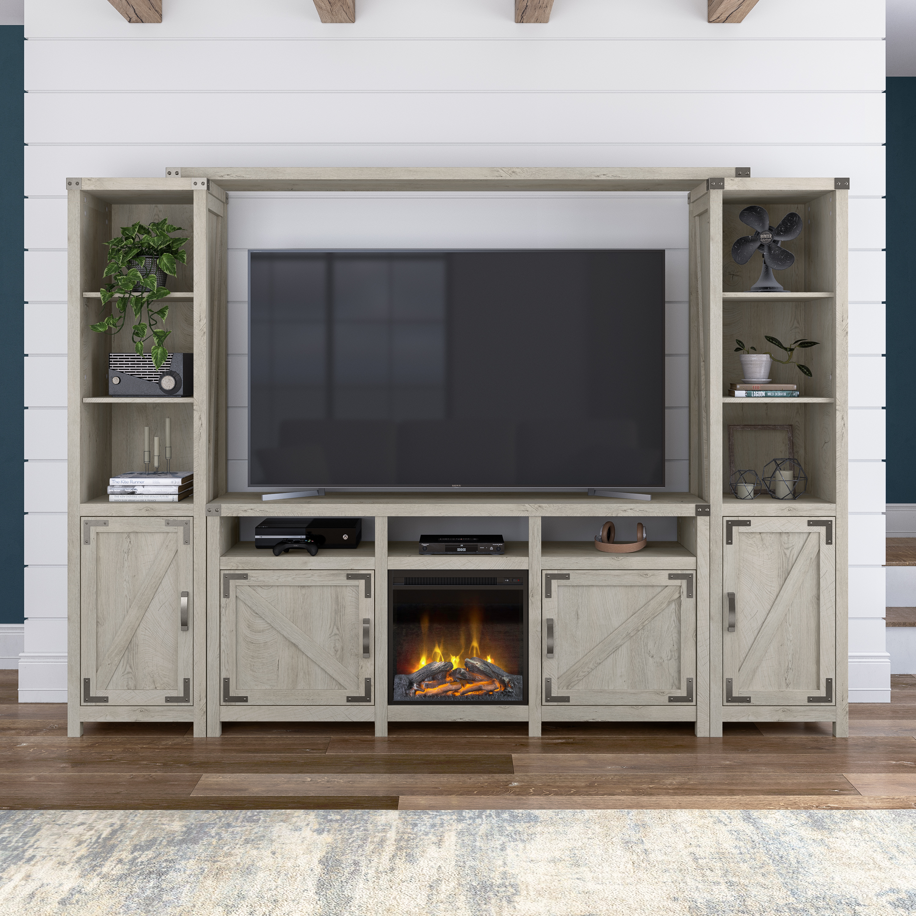 Shop Bush Furniture Knoxville 65W Farmhouse TV Stand for 75 Inch TV 06 CGV265CWH-03 #color_cottage white