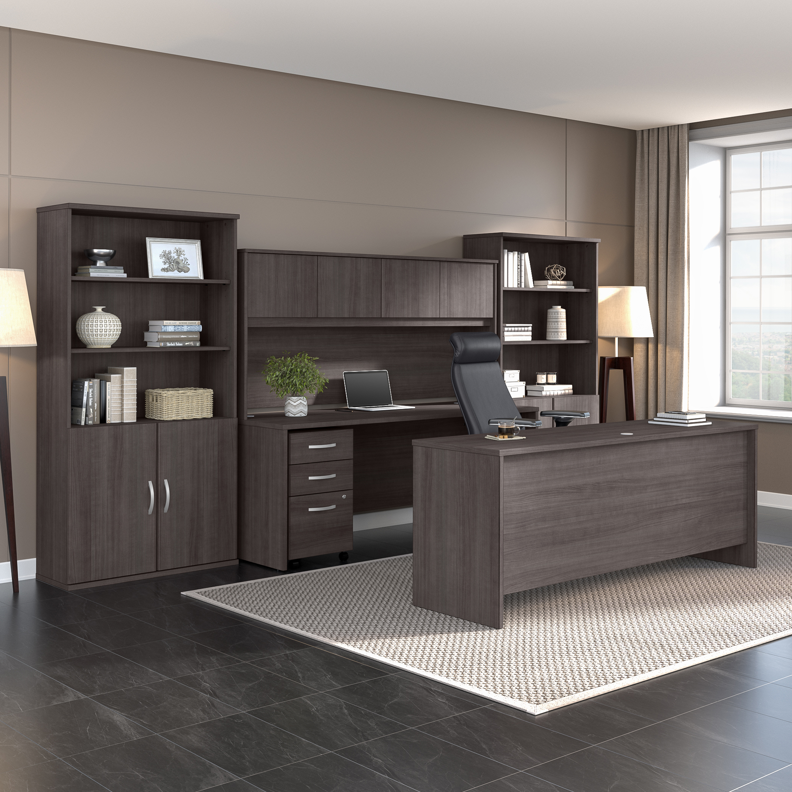 Shop Bush Business Furniture Studio C 72W x 30D Office Desk with Mobile File Cabinet 09 STC013SGSU #color_storm gray