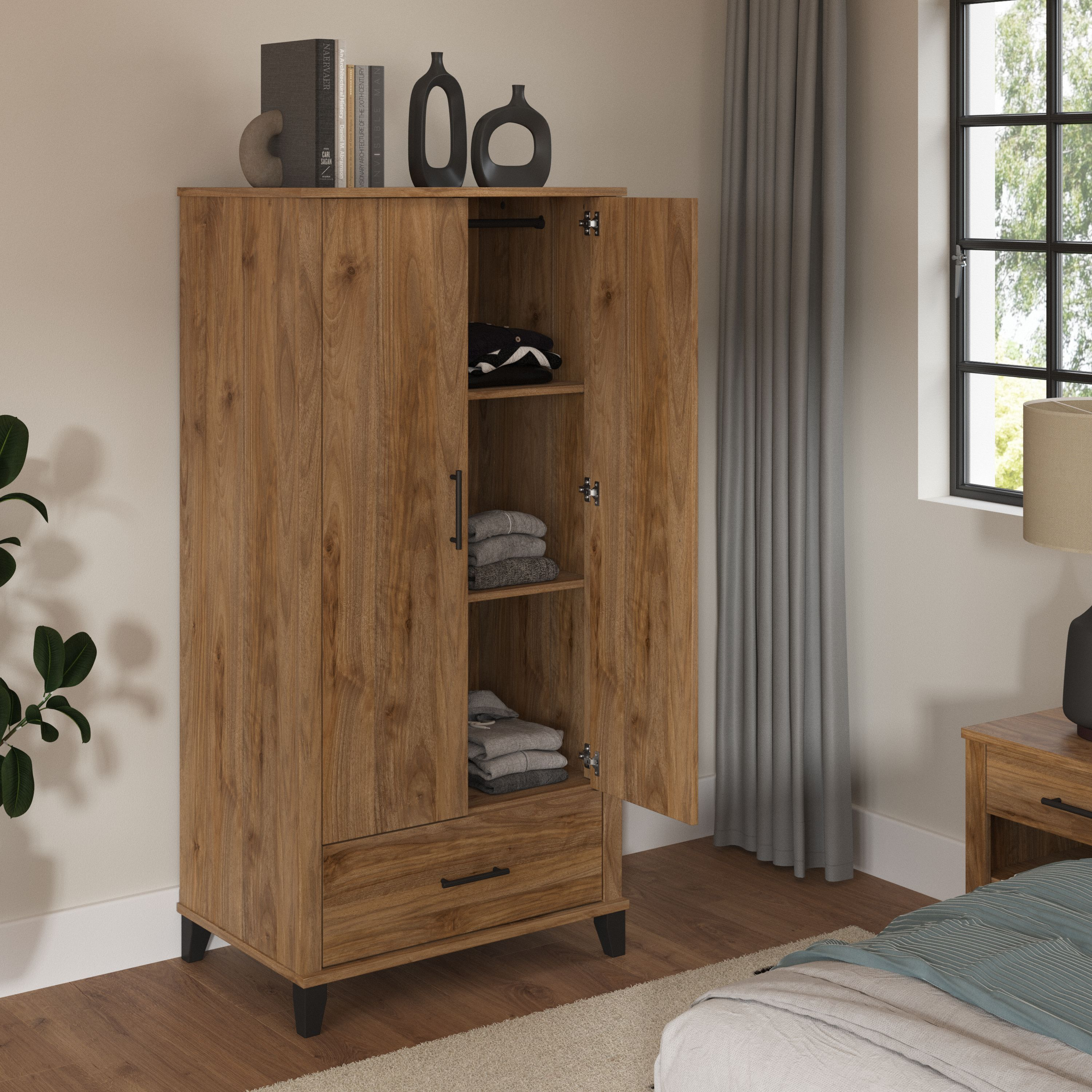 Shop Bush Furniture Somerset Large Armoire Cabinet 03 STS166FWK #color_fresh walnut