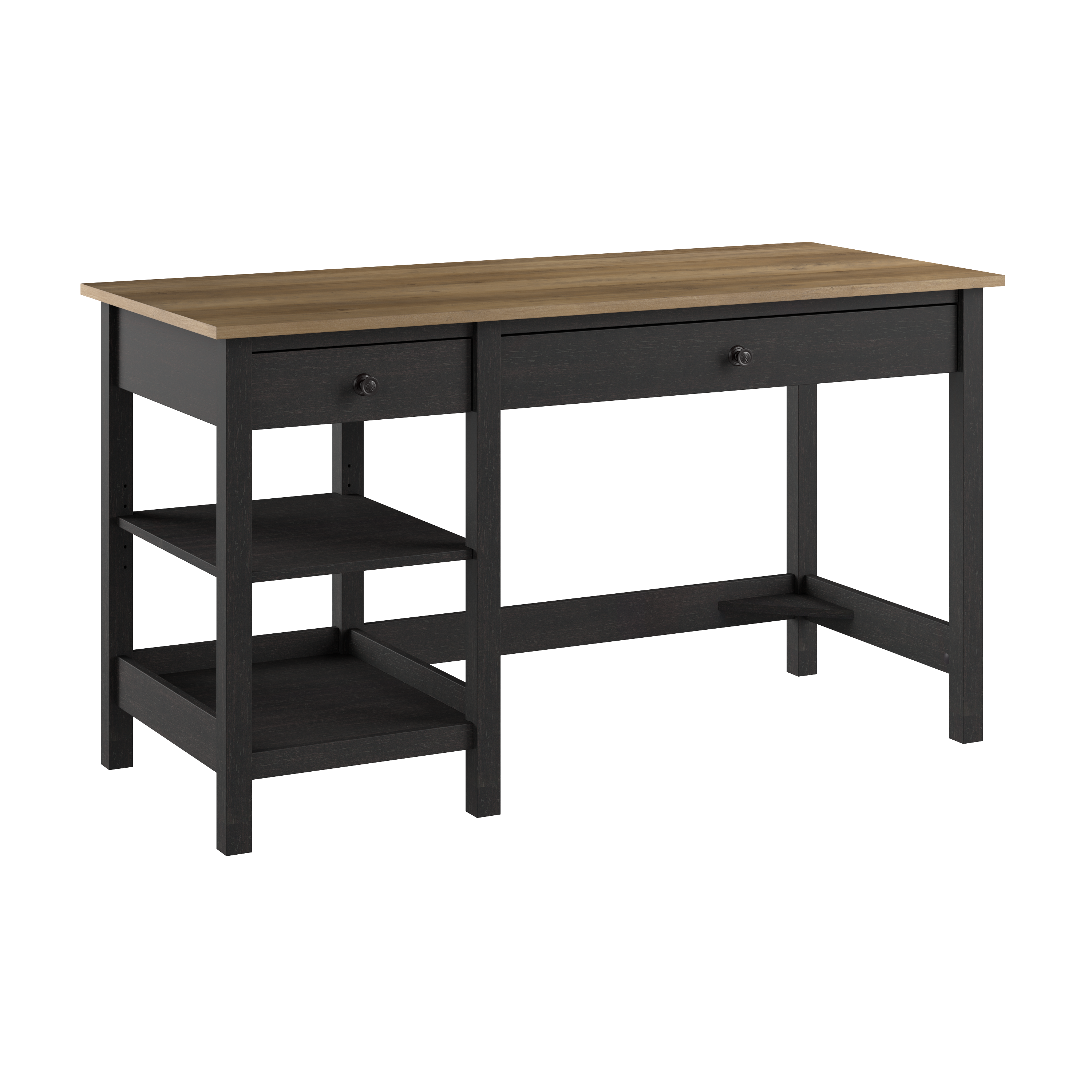 Shop Bush Furniture Mayfield 54W Computer Desk with Shelves 02 MAD154V2P-03 #color_vintage black/reclaimed pine