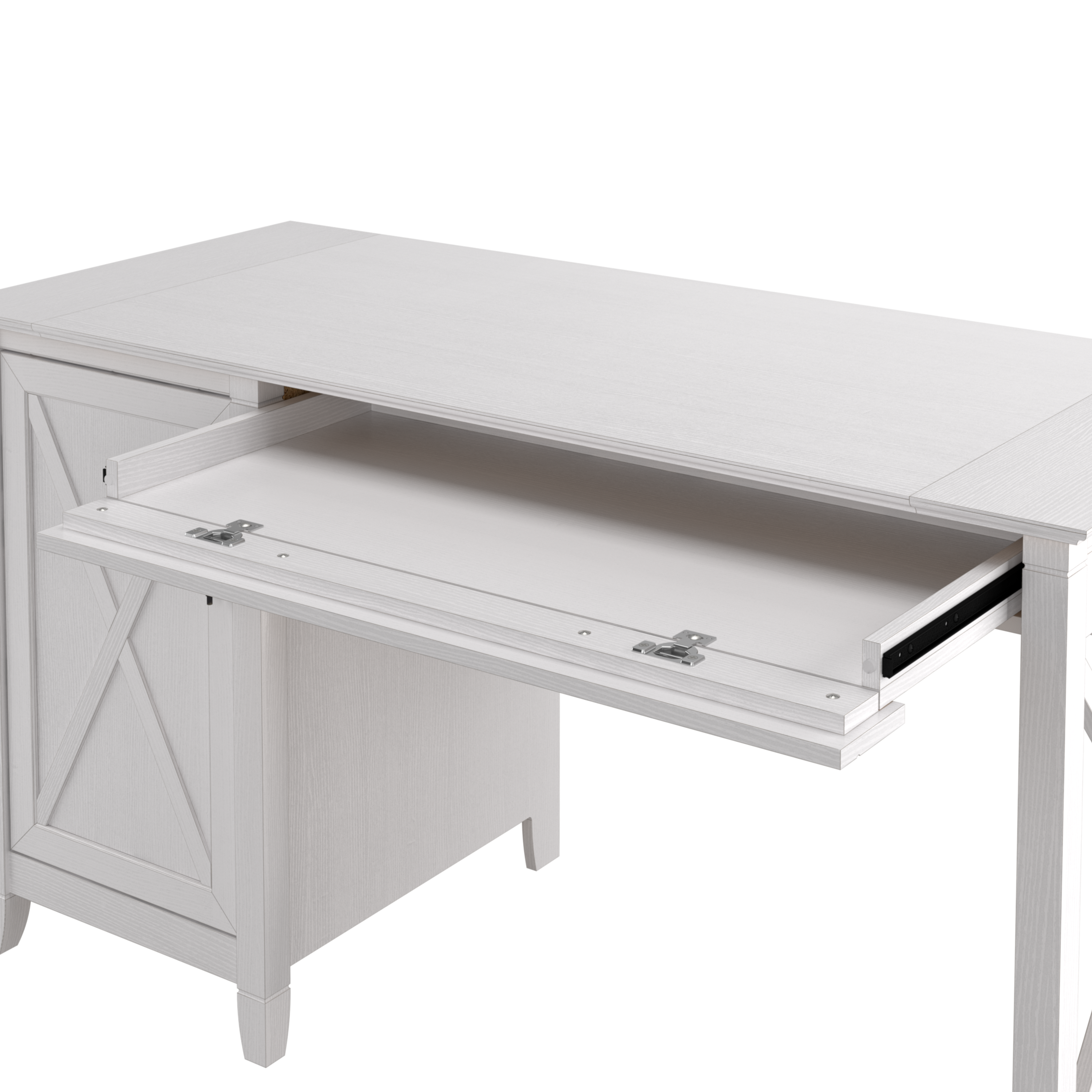 Shop Bush Furniture Key West 54W Computer Desk with Keyboard Tray and Storage 08 KWD154WT-03 #color_pure white oak