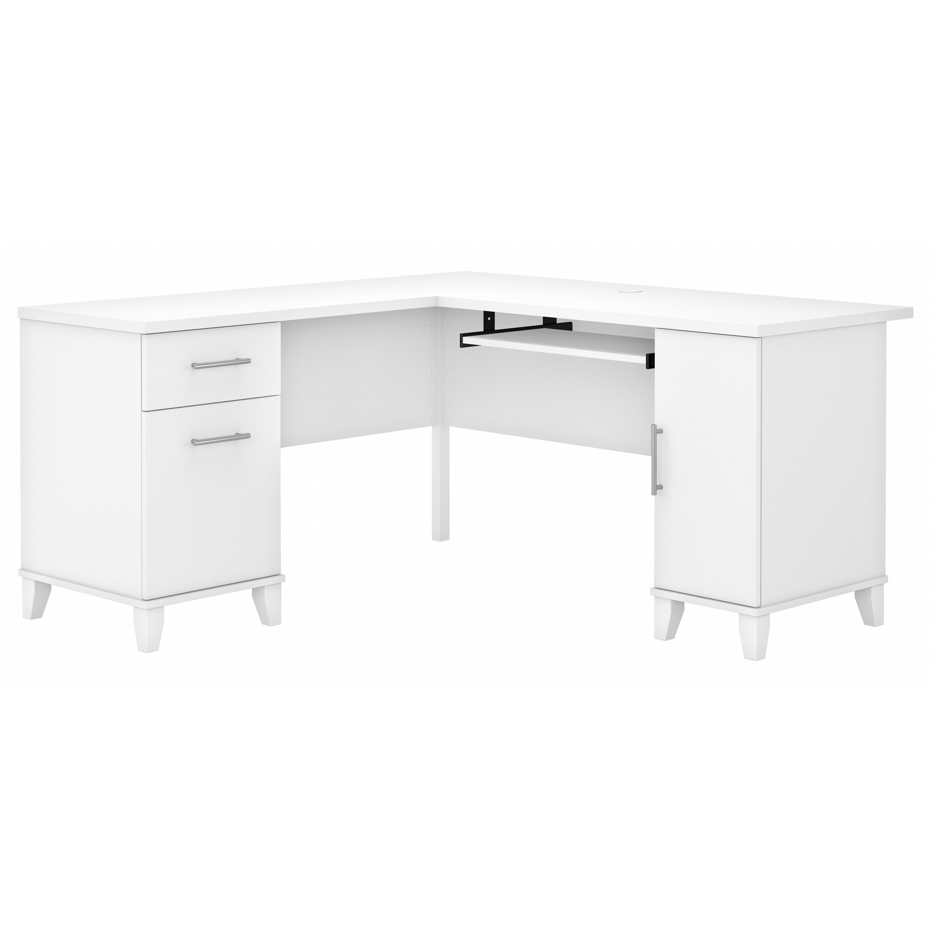 Shop Bush Furniture Somerset 60W L Shaped Desk with Storage 02 WC81930K #color_white