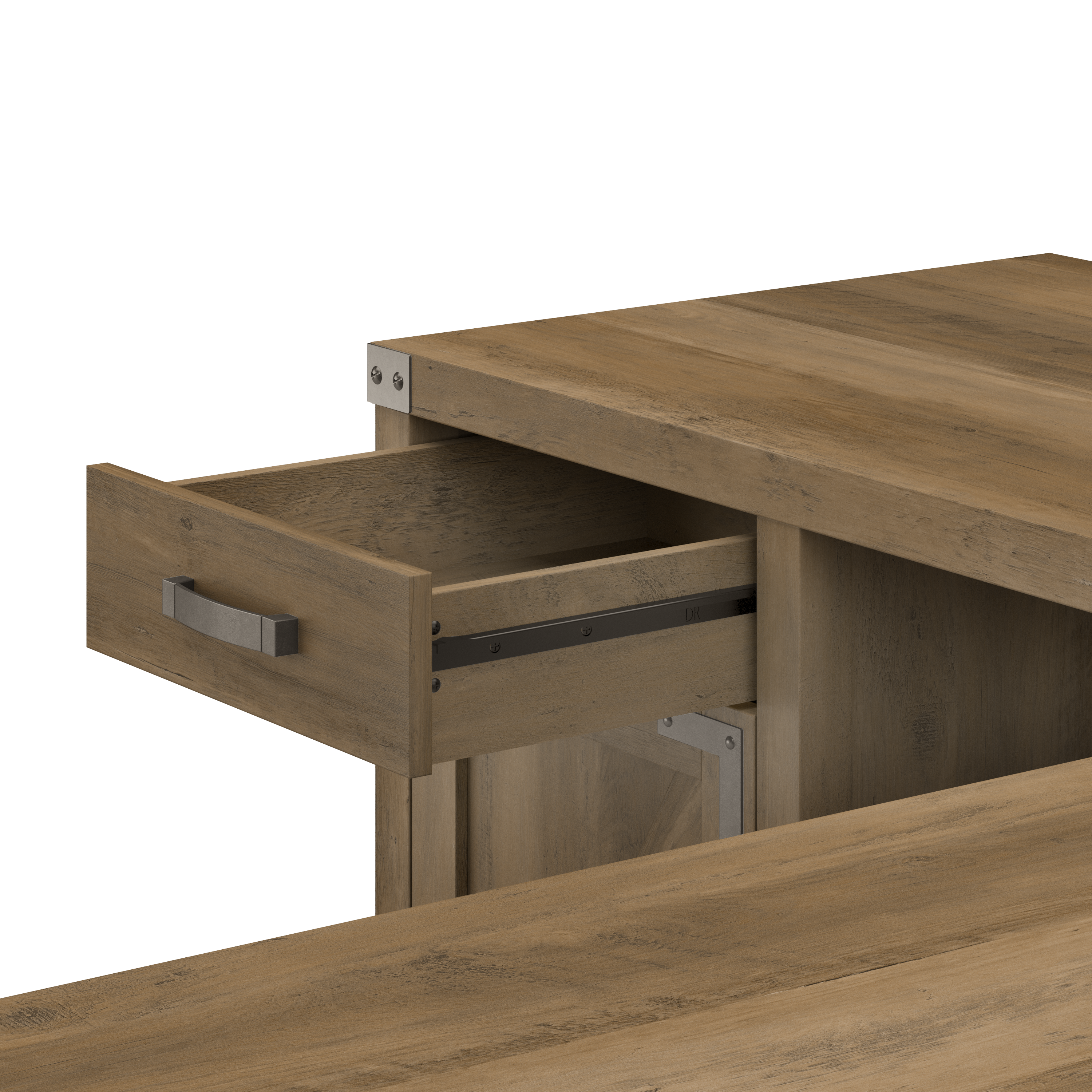 Shop Bush Furniture Knoxville 60W L Shaped Desk with Drawer and Storage Cabinet 08 CGD160RCP-03 #color_reclaimed pine