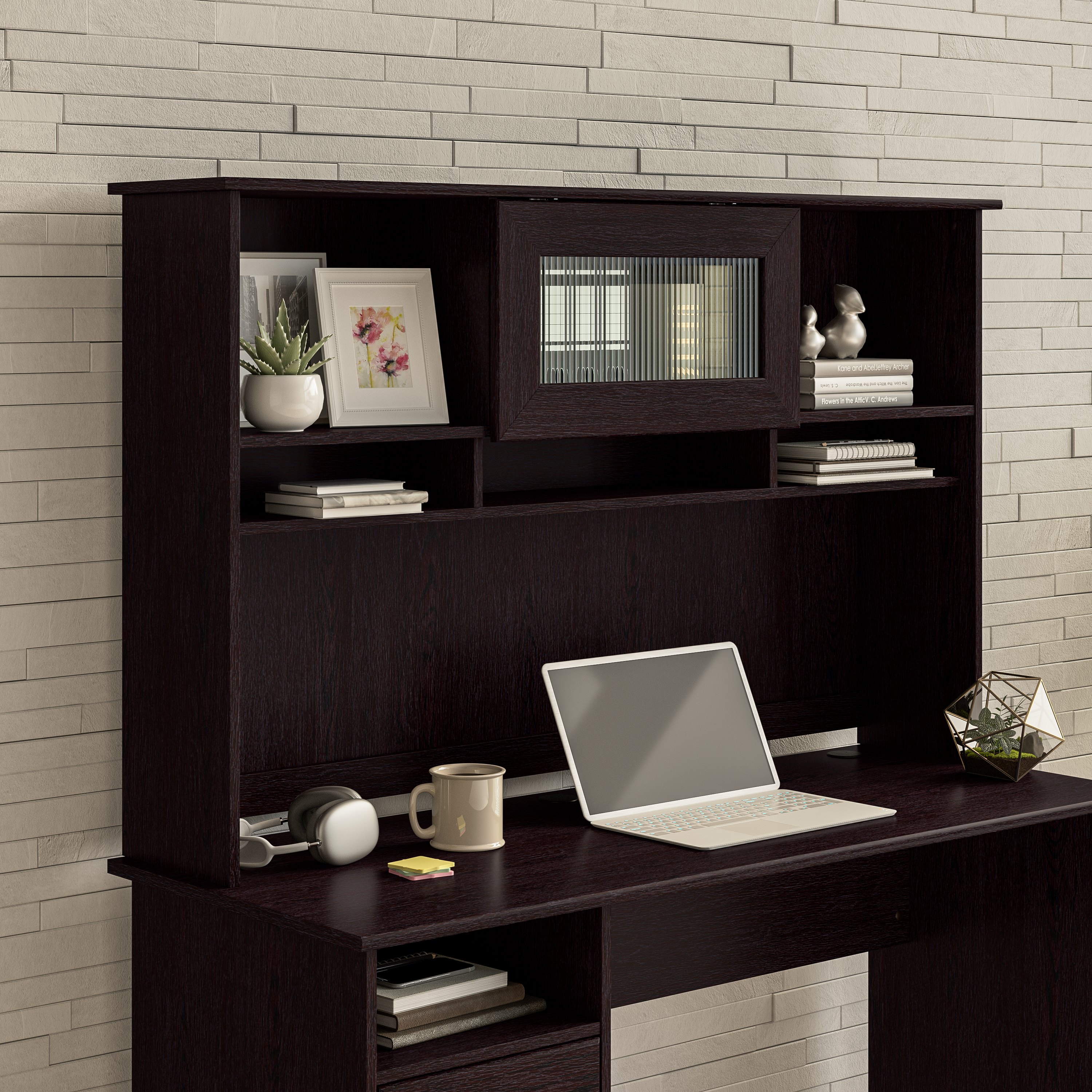 Shop Bush Furniture Cabot 60W Desk Hutch 01 WC31831 #color_espresso oak