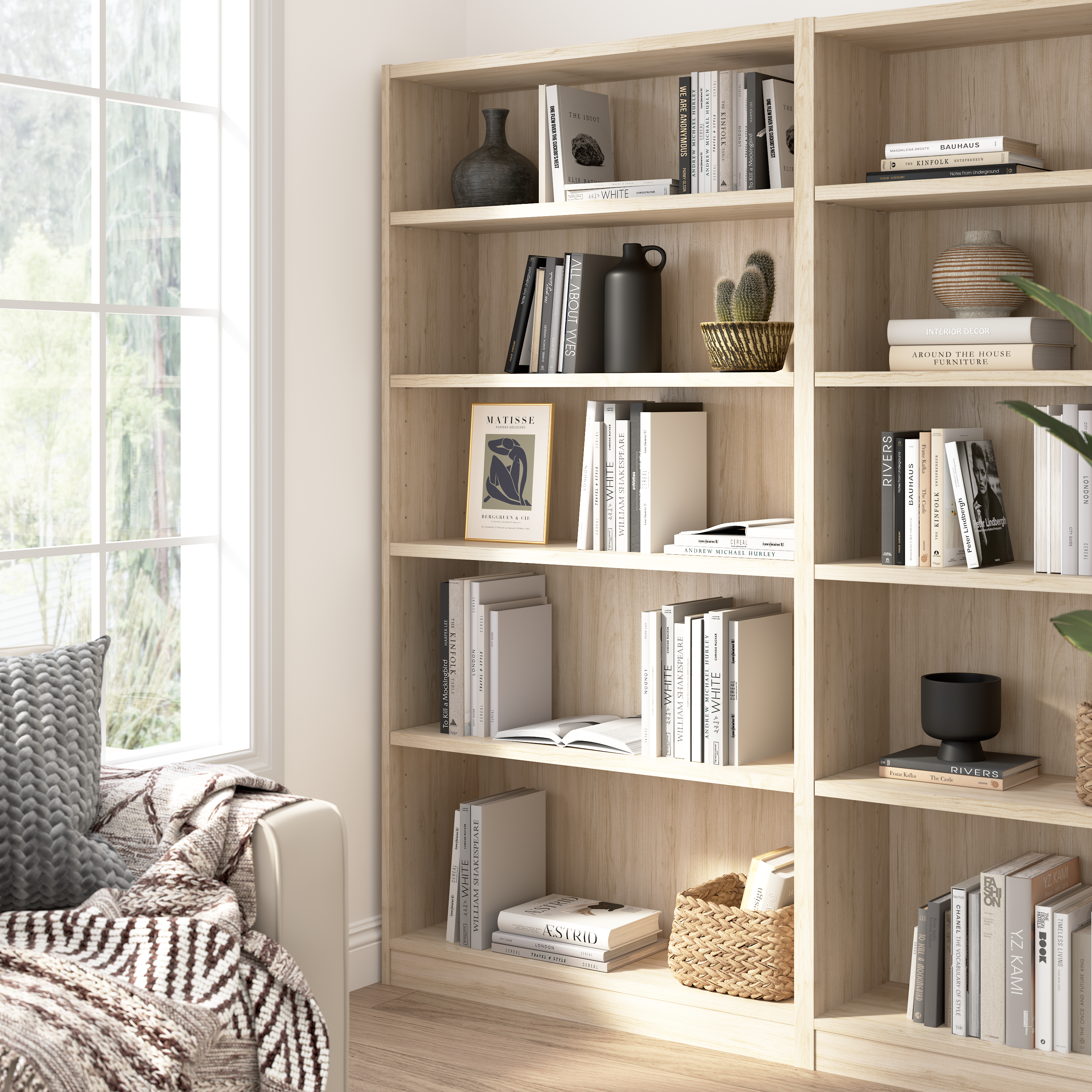 Shop Bush Furniture Universal Tall 5 Shelf Bookcase 01 WL12479 #color_natural elm