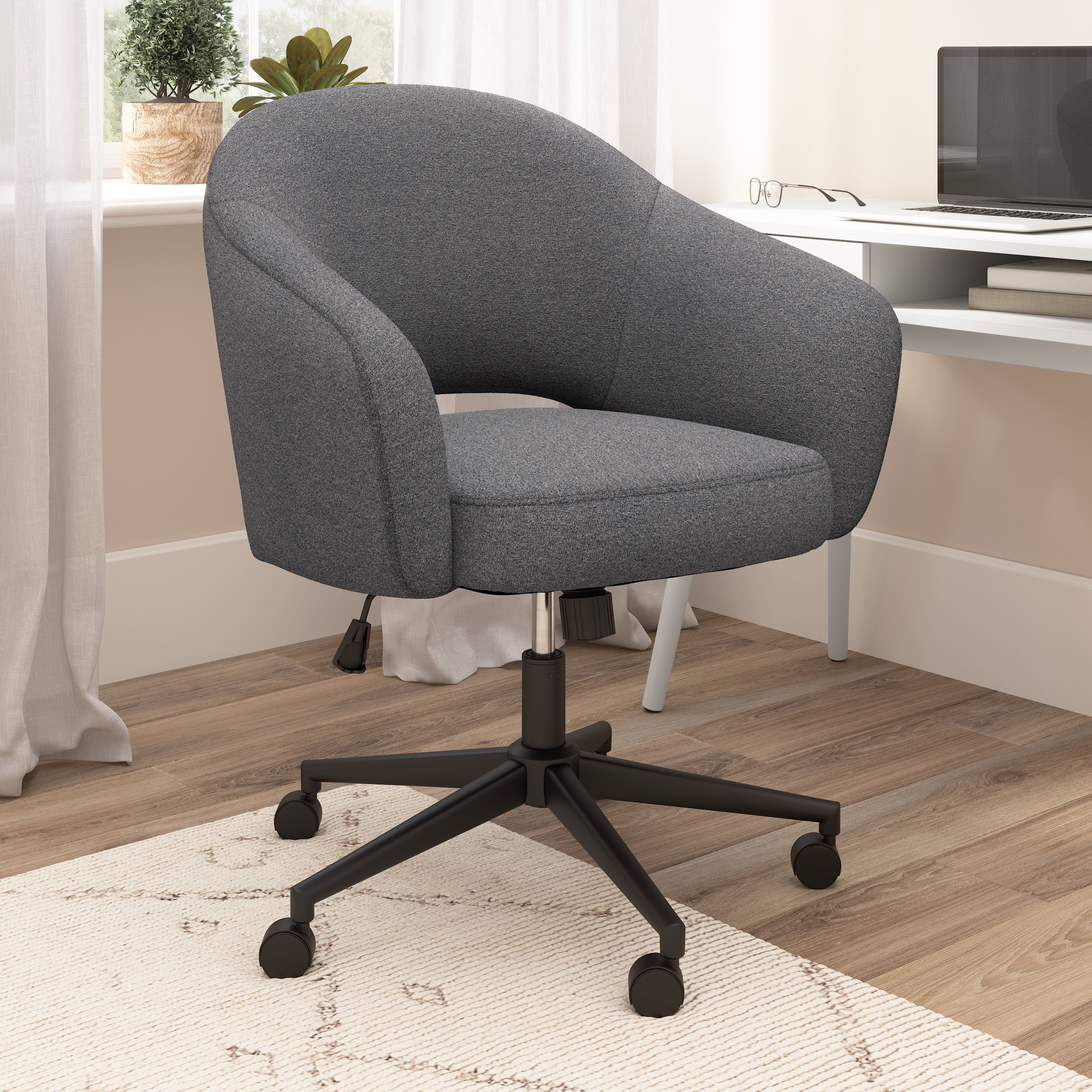 Shop Bush Furniture Fairfax Mid Century Modern Desk Chair for Home Office 01 CH4401DCF-03 #color_dark charcoal fabric