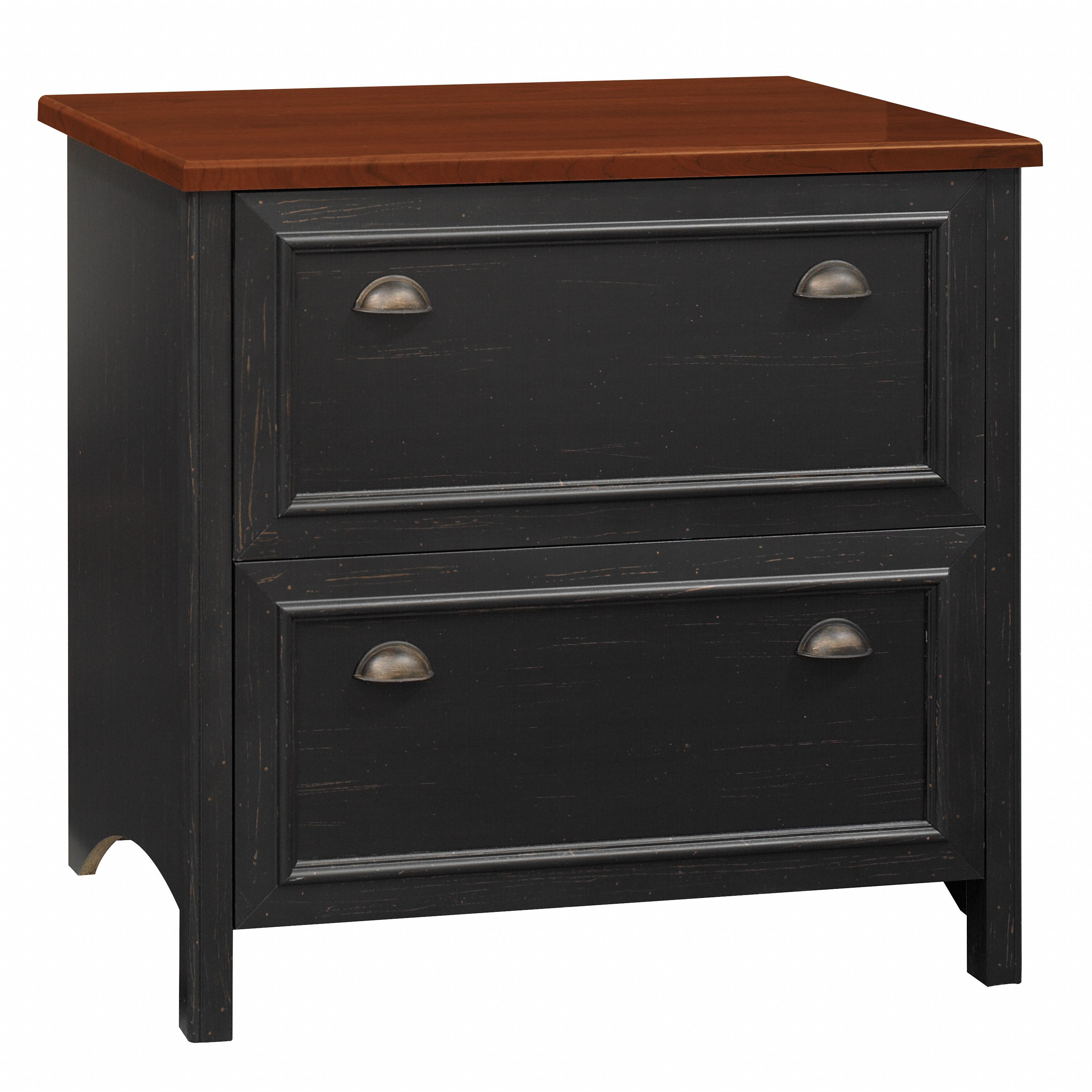 Shop Bush Furniture Fairview 2 Drawer Lateral File Cabinet 02 WC53984-03 #color_antique black/hansen cherry