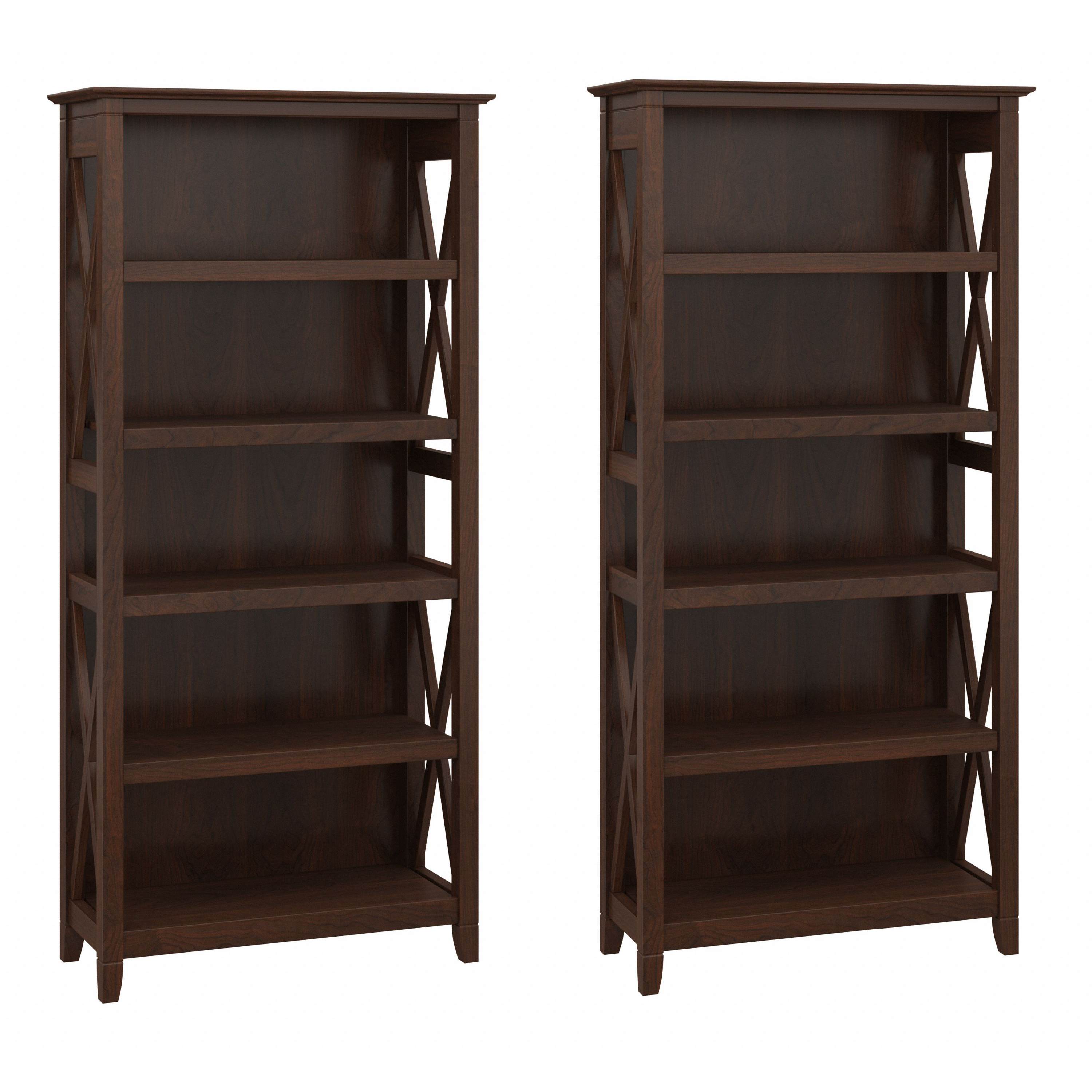 Shop Bush Furniture Key West 5 Shelf Bookcase Set 02 KWS046BC #color_bing cherry