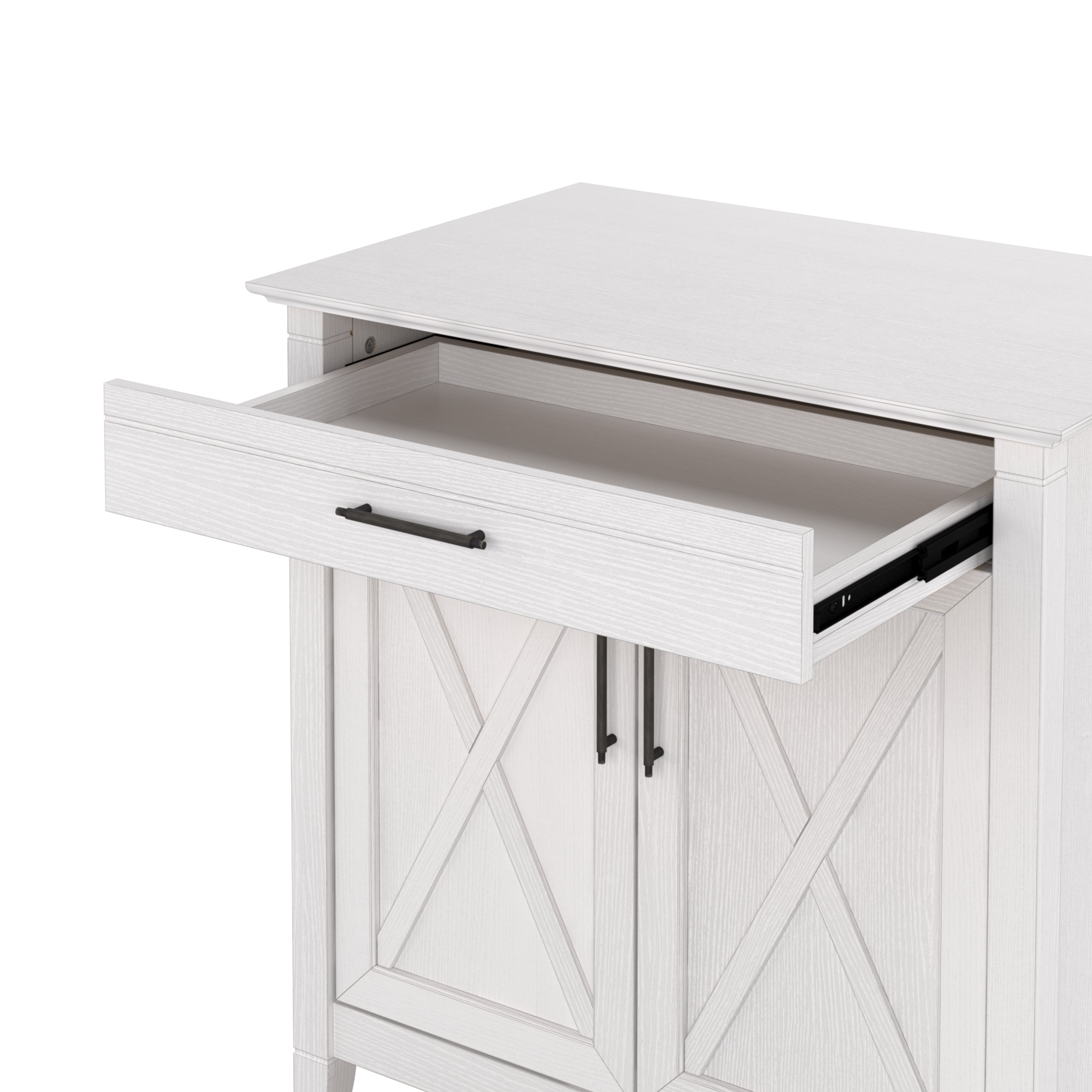 Shop Bush Furniture Key West Secretary Desk with Keyboard Tray and Storage Cabinet 08 KWS132WT-03 #color_pure white oak