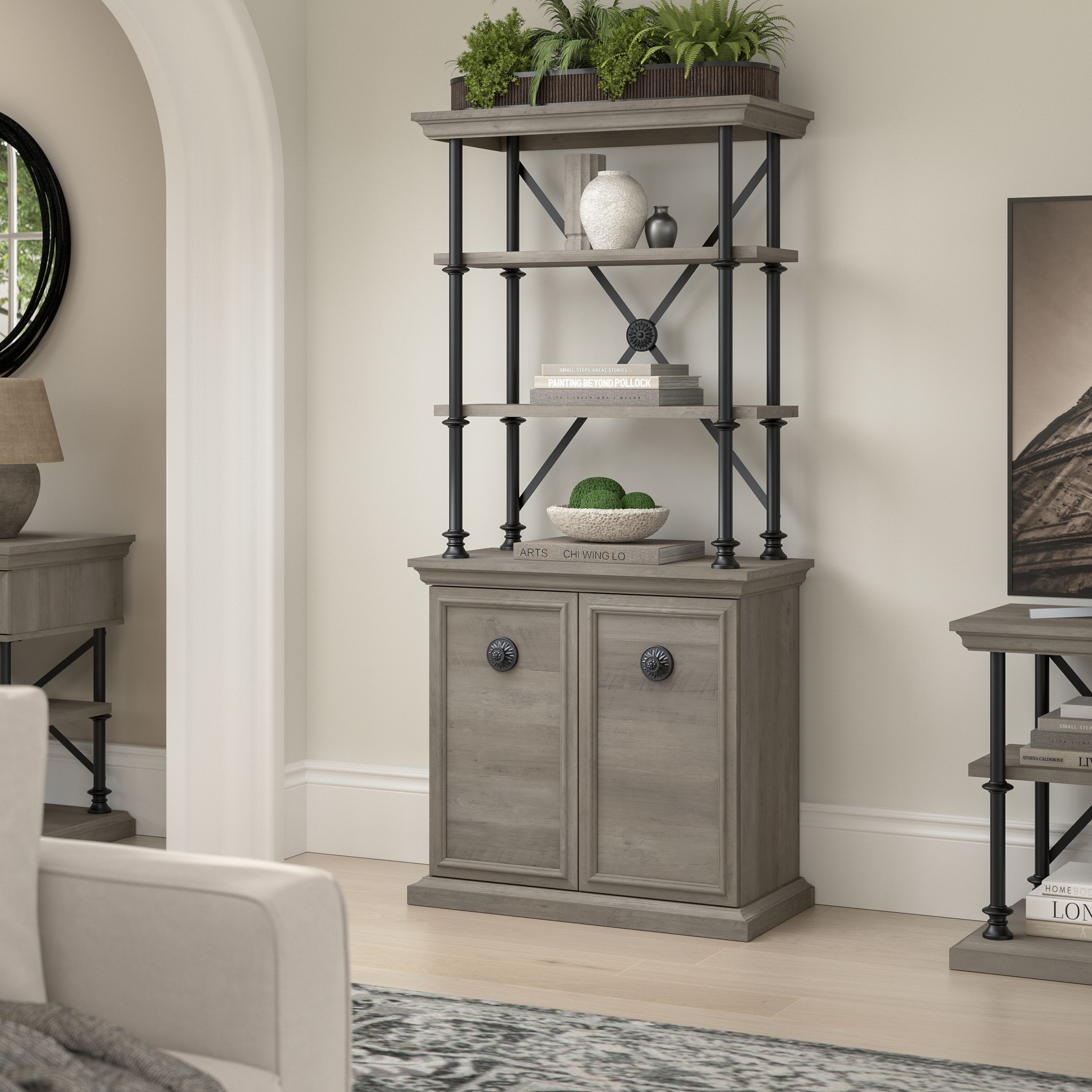 Shop Bush Furniture Coliseum Designer Bookcase with Doors 01 CSB169DG-03 #color_driftwood gray