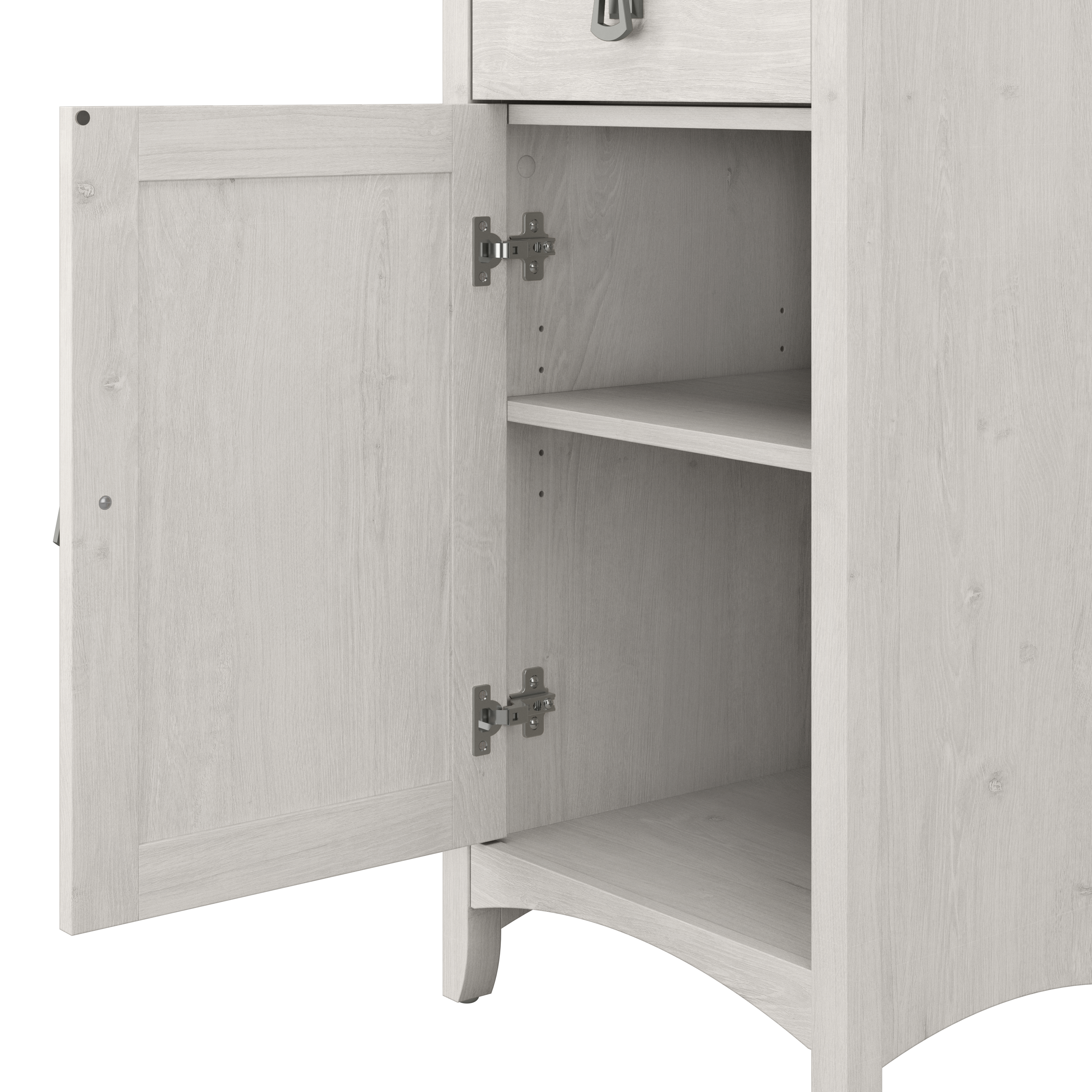 Shop Bush Furniture Salinas 48W Double Vanity Set with Sinks, Medicine Cabinets and Linen Tower 08 SAL034LW #color_linen white oak