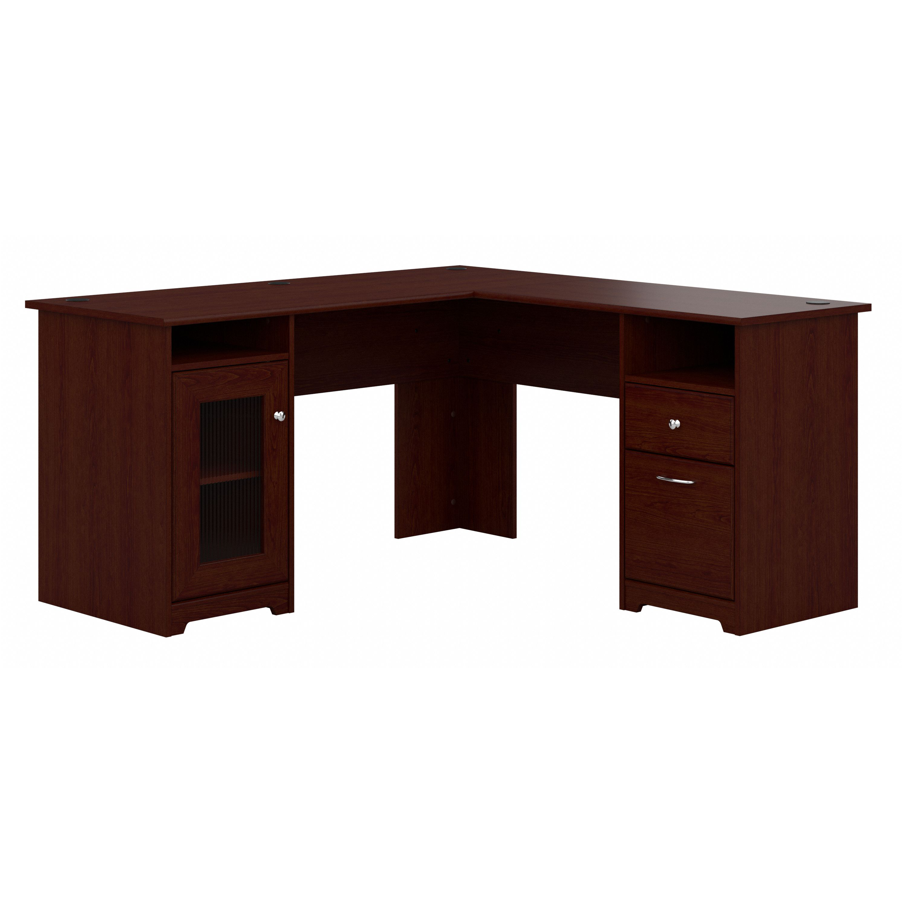 Shop Bush Furniture Cabot 60W L Shaped Computer Desk with Storage 02 WC31430K #color_harvest cherry