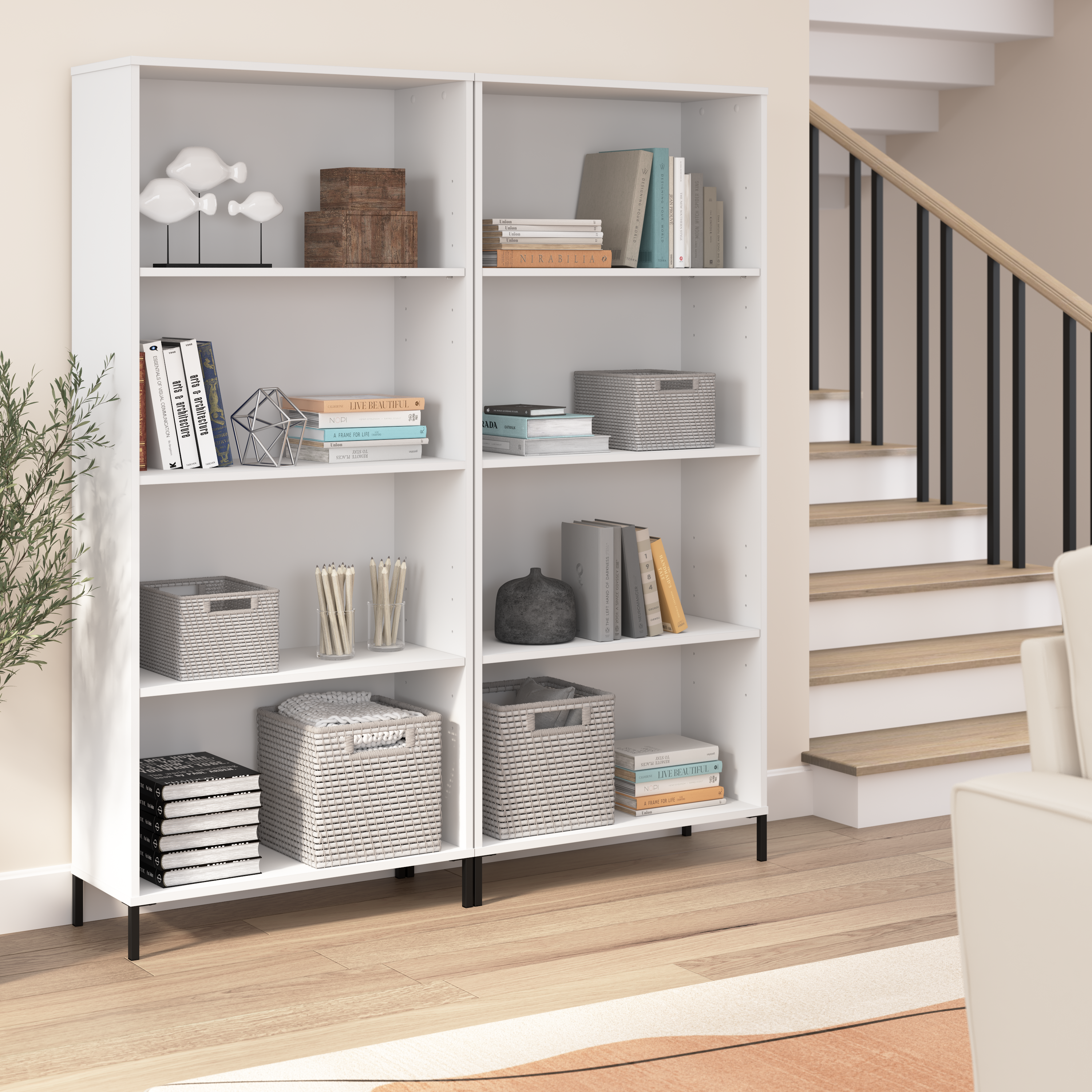 Shop Bush Furniture Essence 4 Shelf Bookcase 05 ESB129WH #color_white