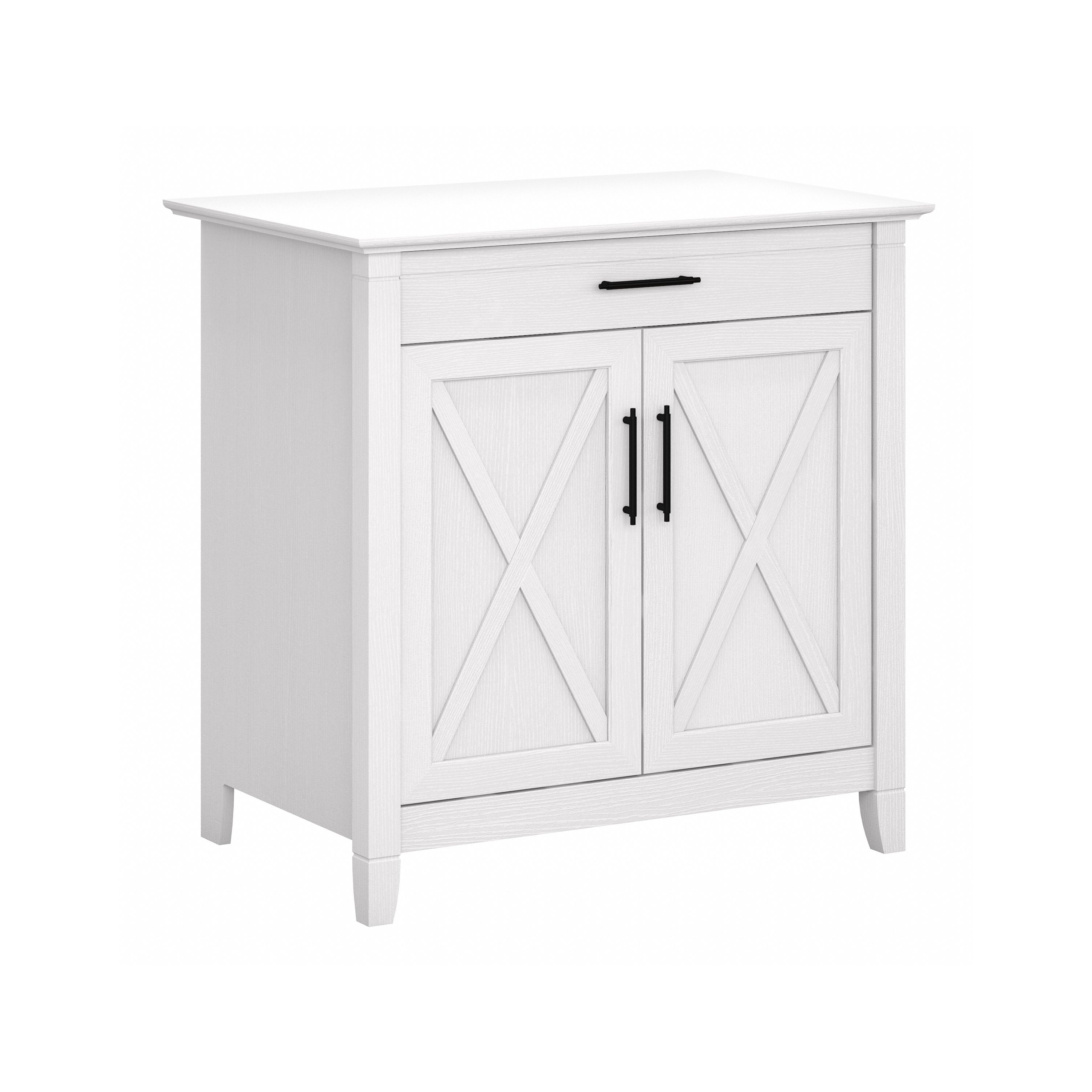 Shop Bush Furniture Key West Secretary Desk with Keyboard Tray and Storage Cabinet 02 KWS132WT-03 #color_pure white oak