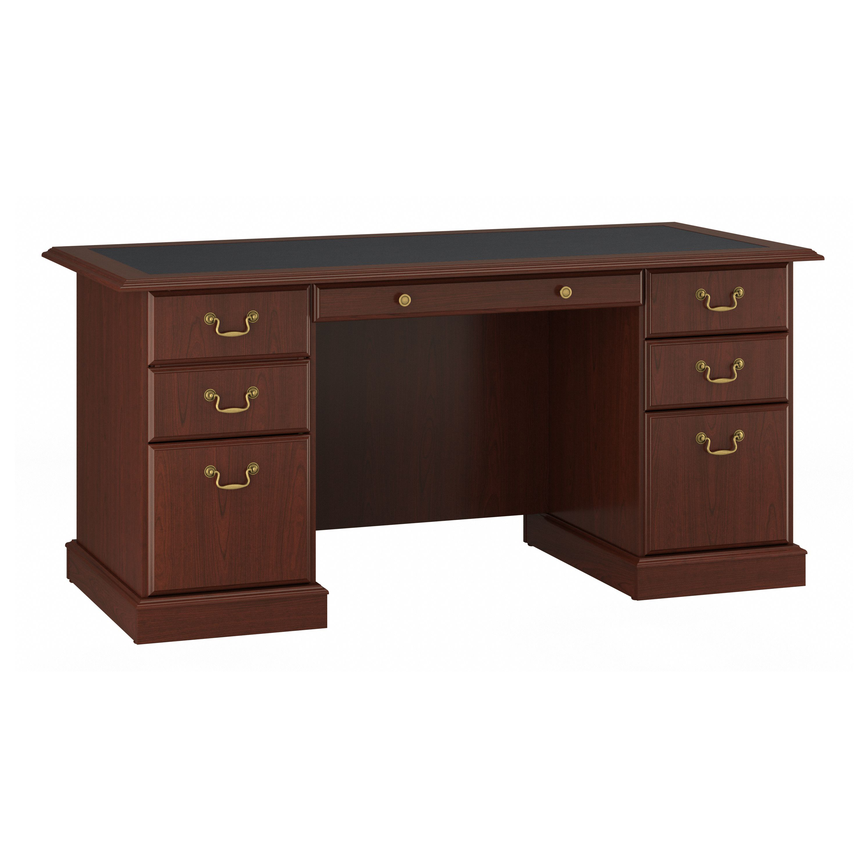 Shop Bush Furniture Saratoga Executive Desk with Drawers 02 EX45666-03K #color_harvest cherry/black
