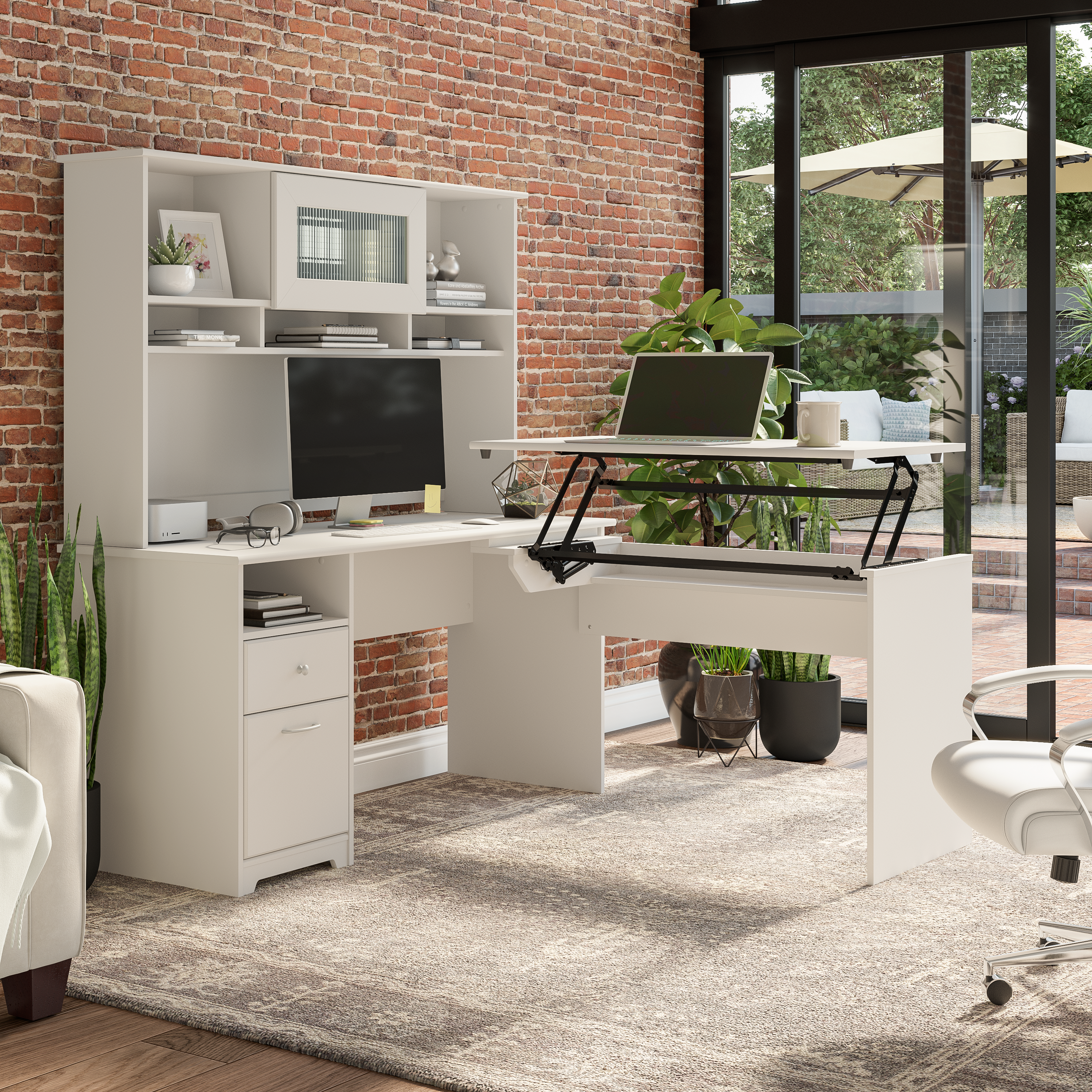 Shop Bush Furniture Cabot 60W Computer Desk with Drawers 05 WC31960 #color_white