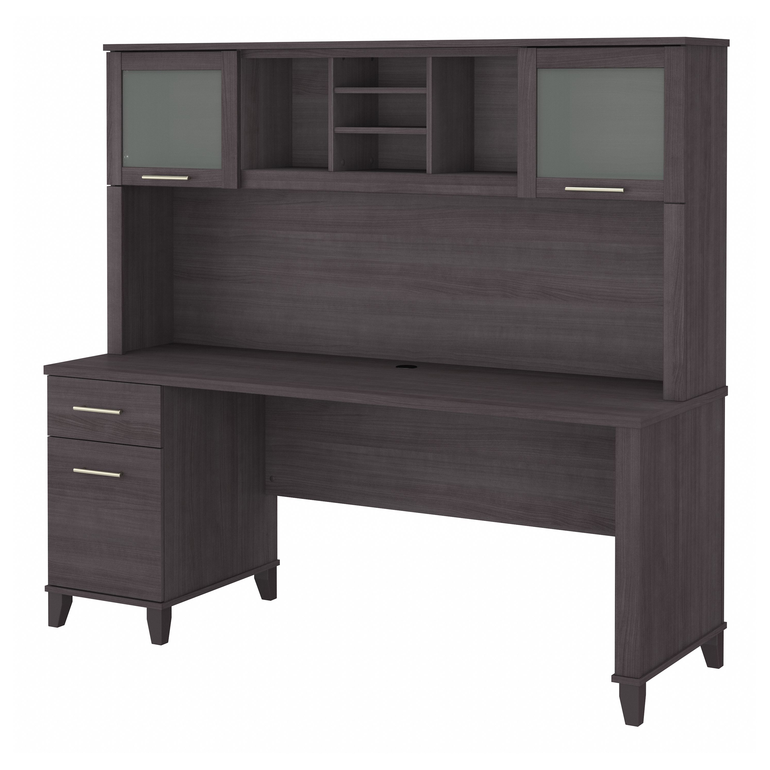 Shop Bush Furniture Somerset 72W Office Desk with Drawers and Hutch 02 SET018SG #color_storm gray