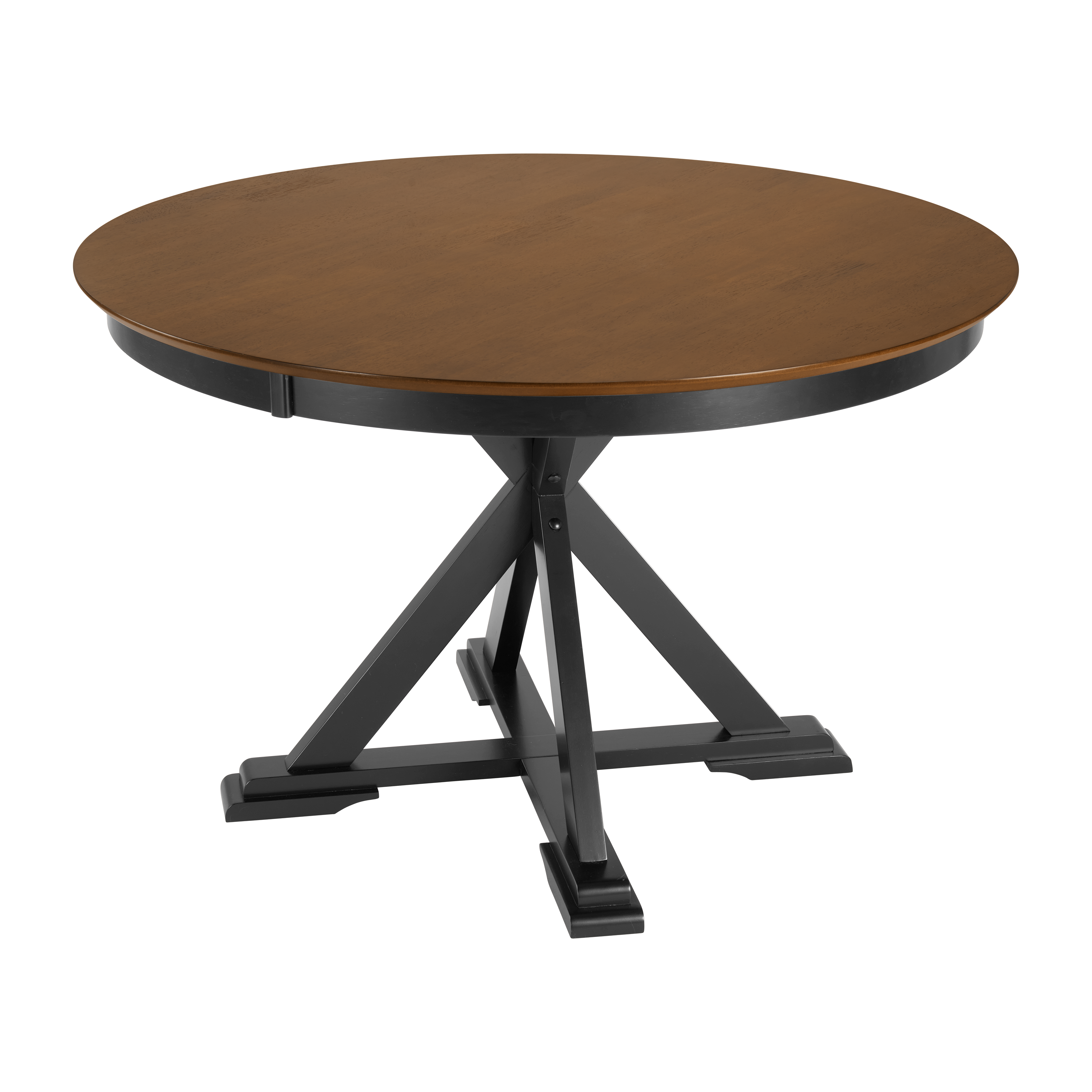 Shop Bush Furniture West End 45W Round Trestle Dining Table 02 WET01BMB-03 #color_burnished medium brown/black paint