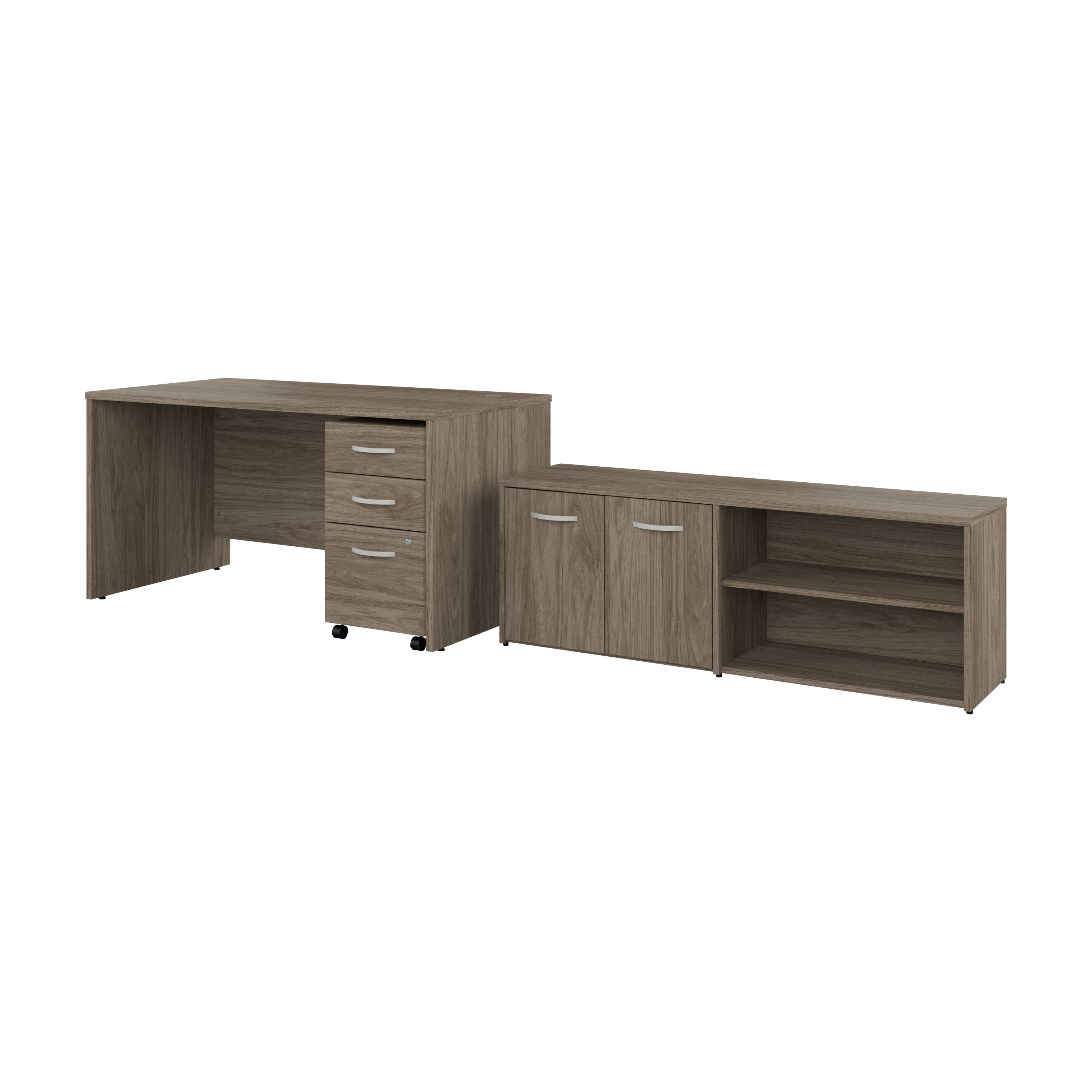 Shop Bush Business Furniture Studio C 60W x 30D Office Desk with Storage Return and Mobile File Cabinet 02 STC042MHSU #color_modern hickory