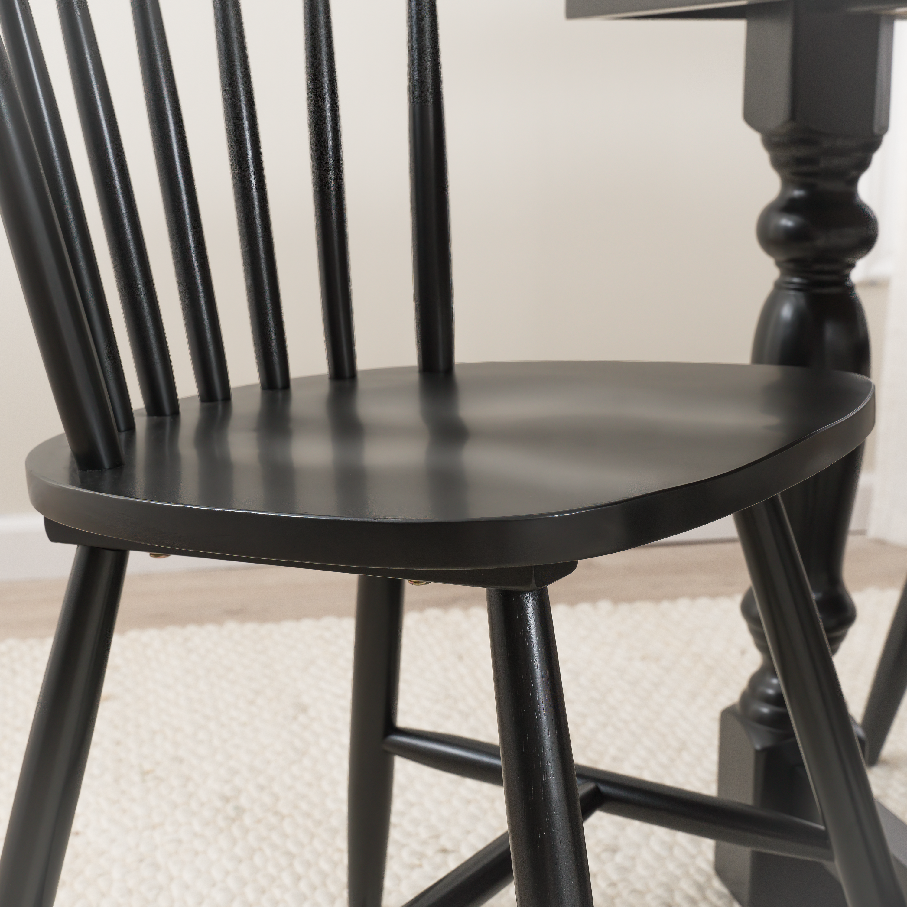 Shop Bush Furniture West End 45W Round Trestle Dining Table with 4 High Back Spindle Dining Chairs 05 WEN001BMB #color_burnished medium brown/black paint