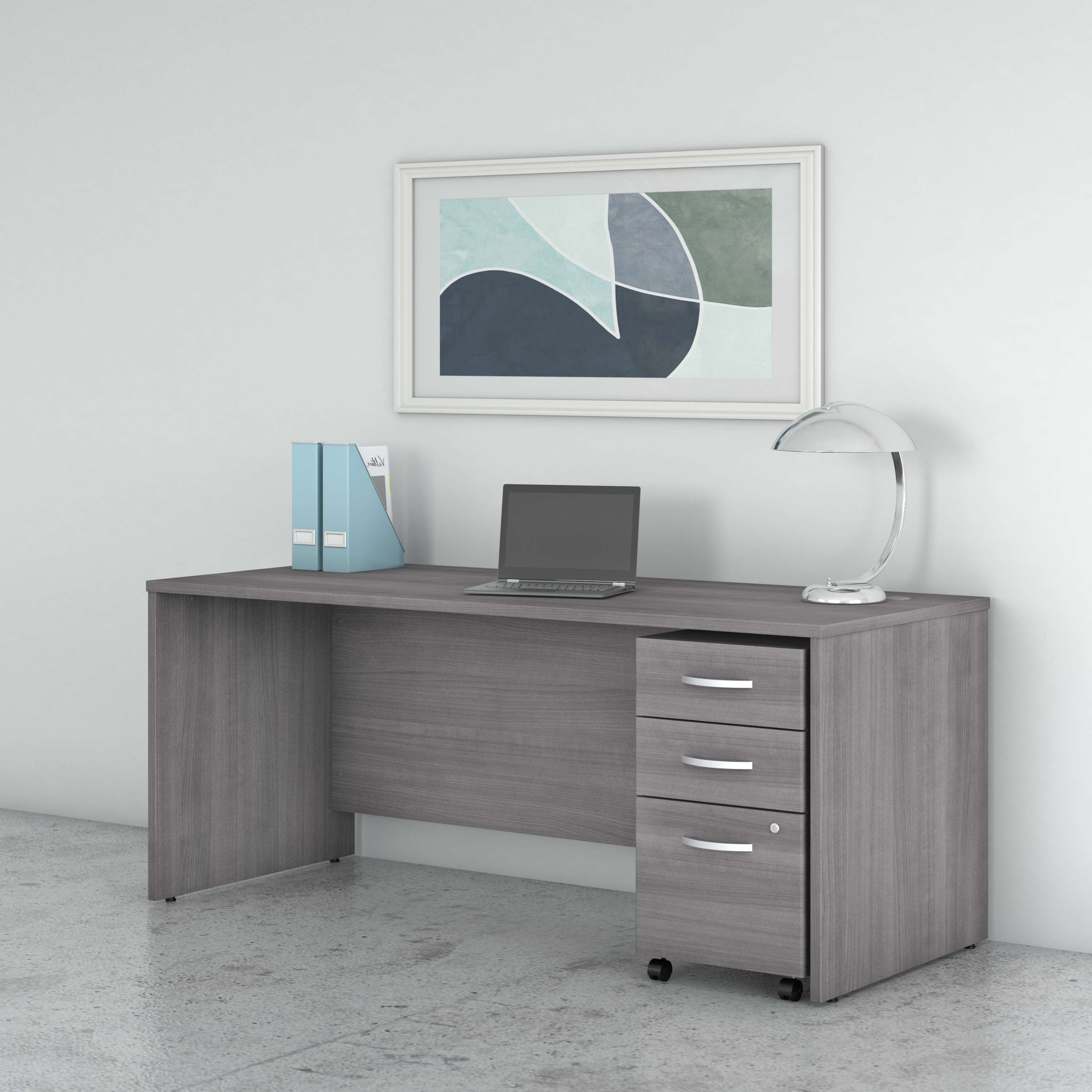 Shop Bush Business Furniture Studio C 72W x 30D Office Desk with Mobile File Cabinet 01 STC013PGSU #color_platinum gray