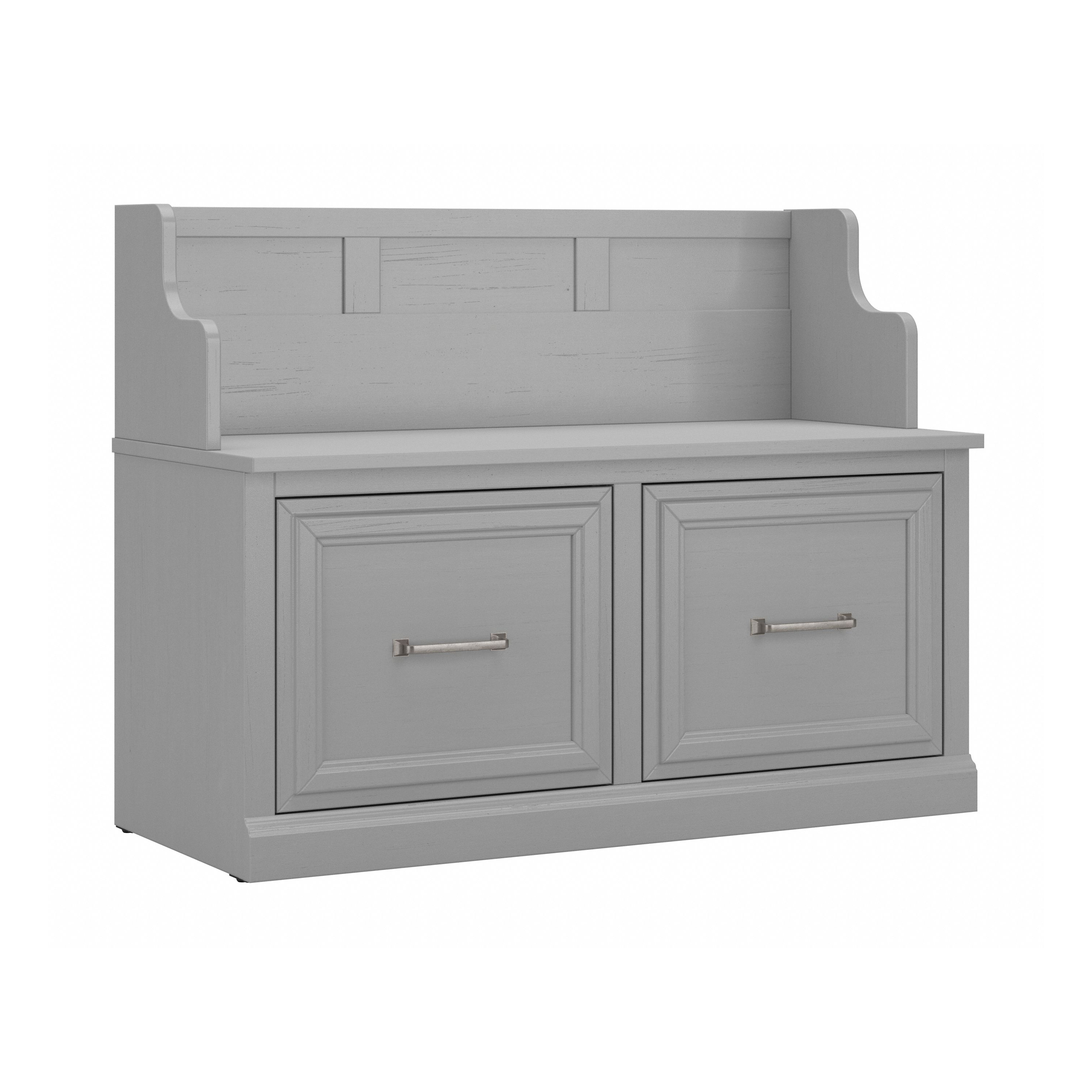 Shop Bush Furniture Woodland 40W Entryway Bench with Doors 02 WDL005CG #color_cape cod gray