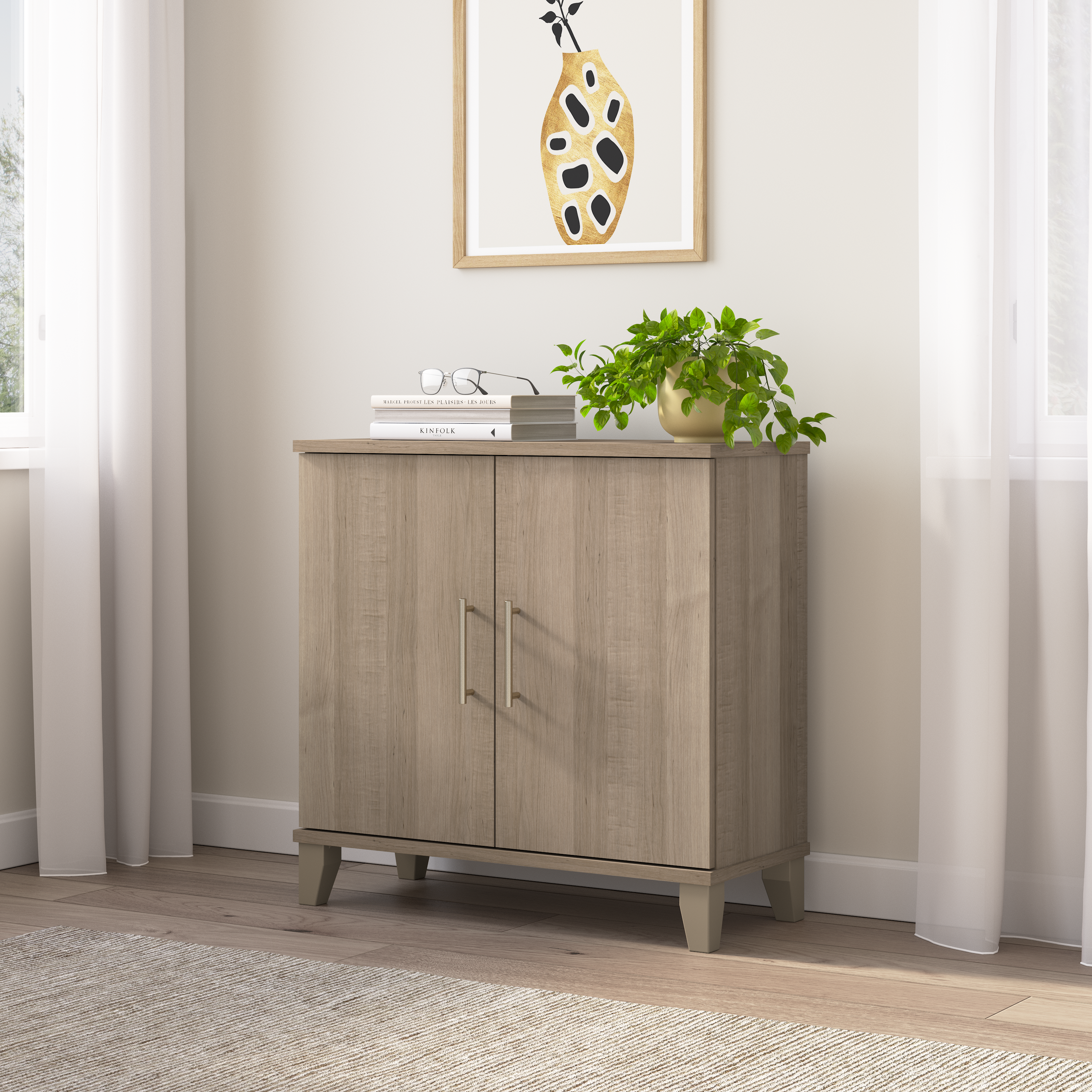 Shop Bush Furniture Somerset Small Storage Cabinet with Doors and Shelves 01 STS130AG #color_ash gray