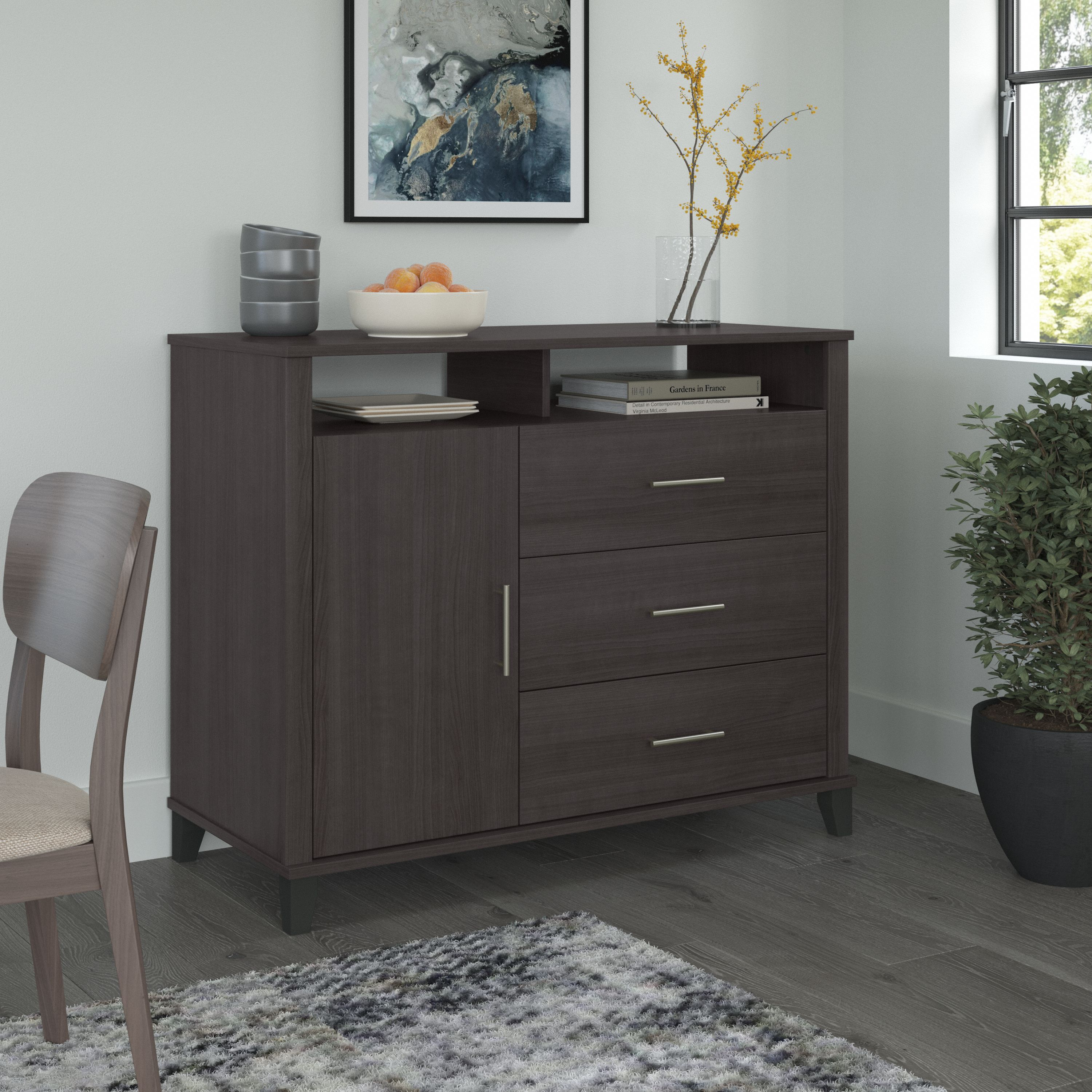 Shop Bush Furniture Somerset Tall Sideboard Buffet Cabinet 01 STV148SGK-Z1 #color_storm gray