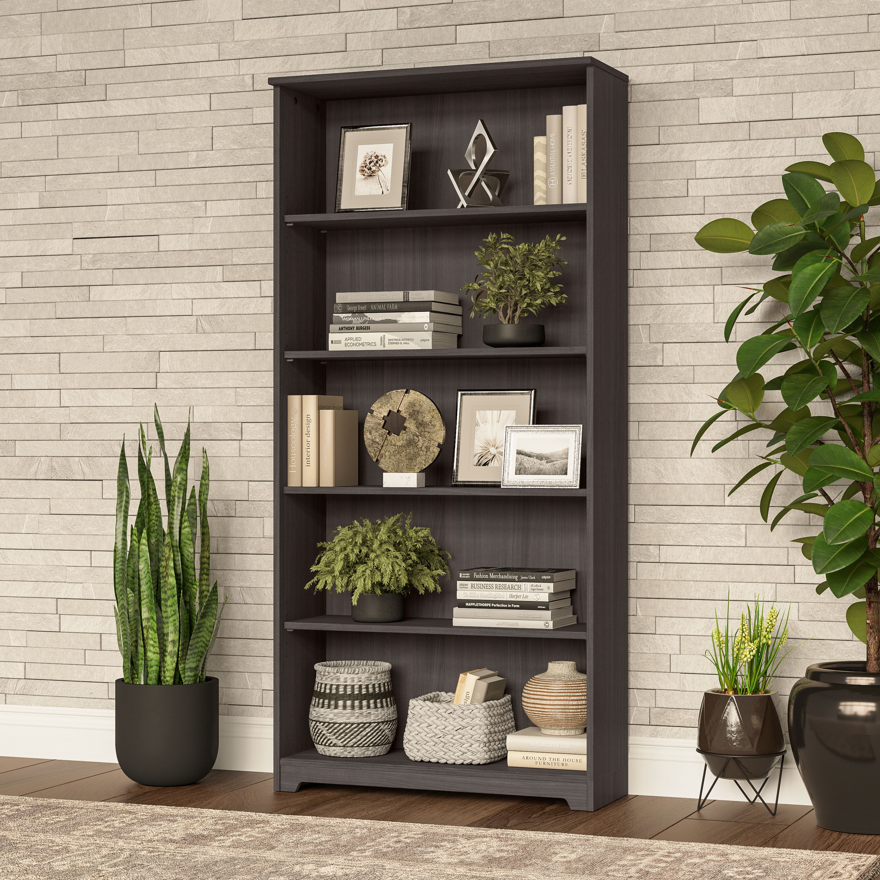 Shop Bush Furniture Cabot Tall 5 Shelf Bookcase 01 WC31766 #color_heather gray