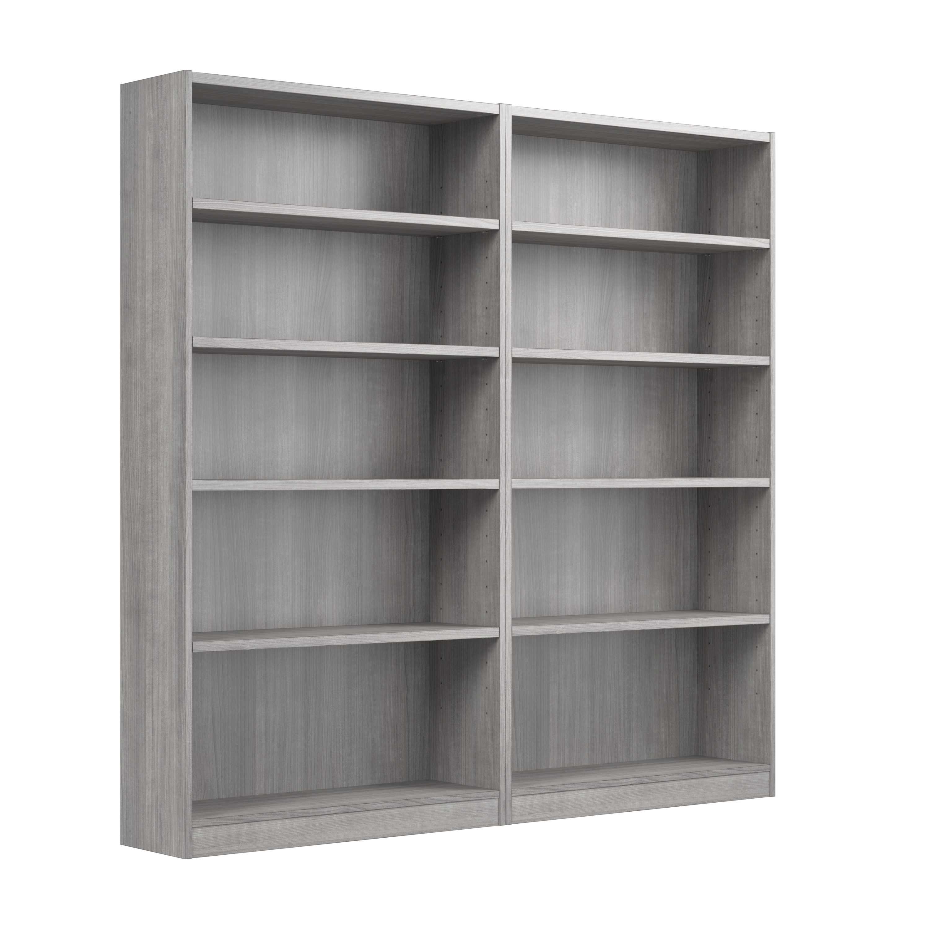 Shop Bush Furniture Universal Tall 5 Shelf Bookcase - Set of 2 02 UB003PG #color_platinum gray