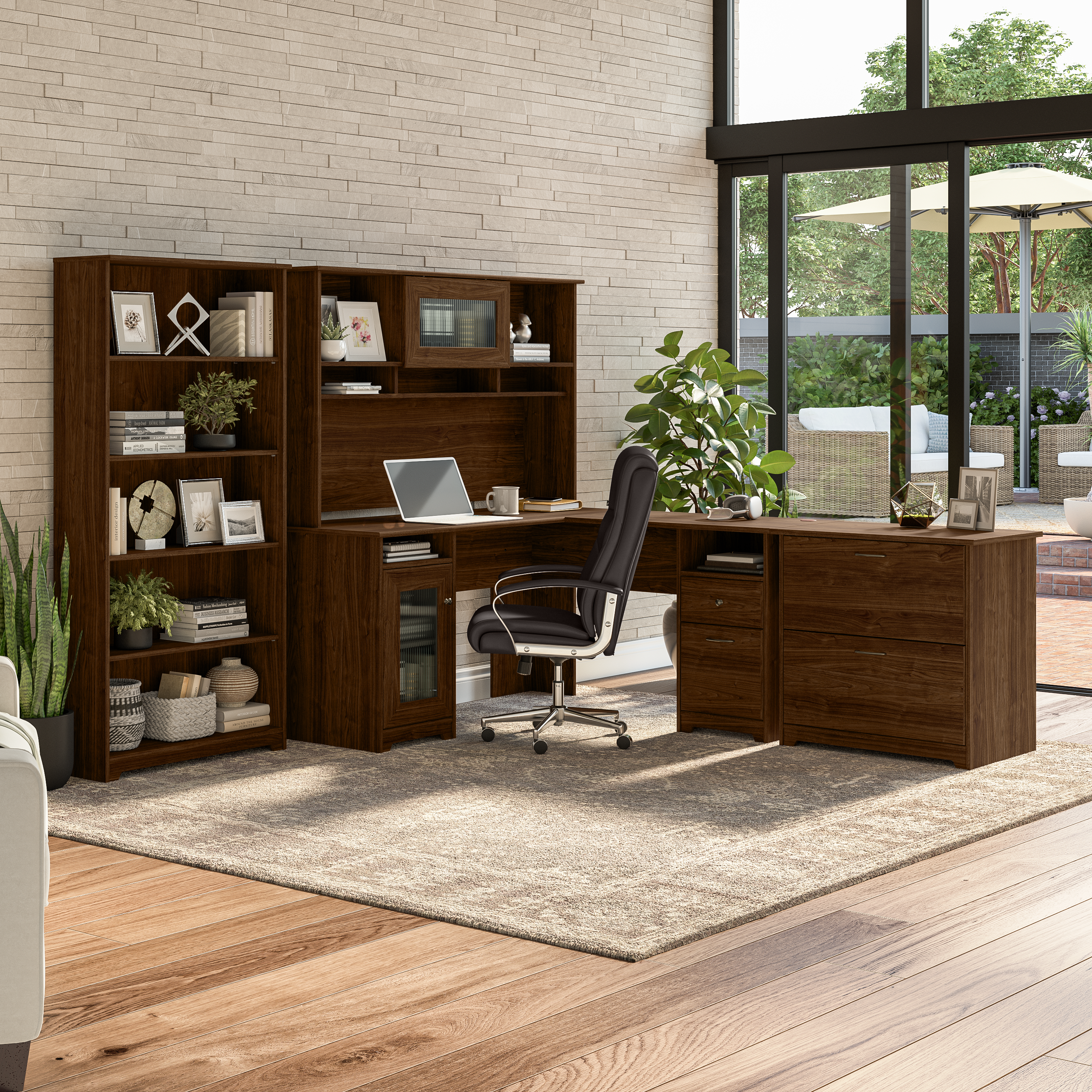 Shop Bush Furniture Cabot 60W L Shaped Computer Desk with Storage 05 WC31030K #color_modern walnut