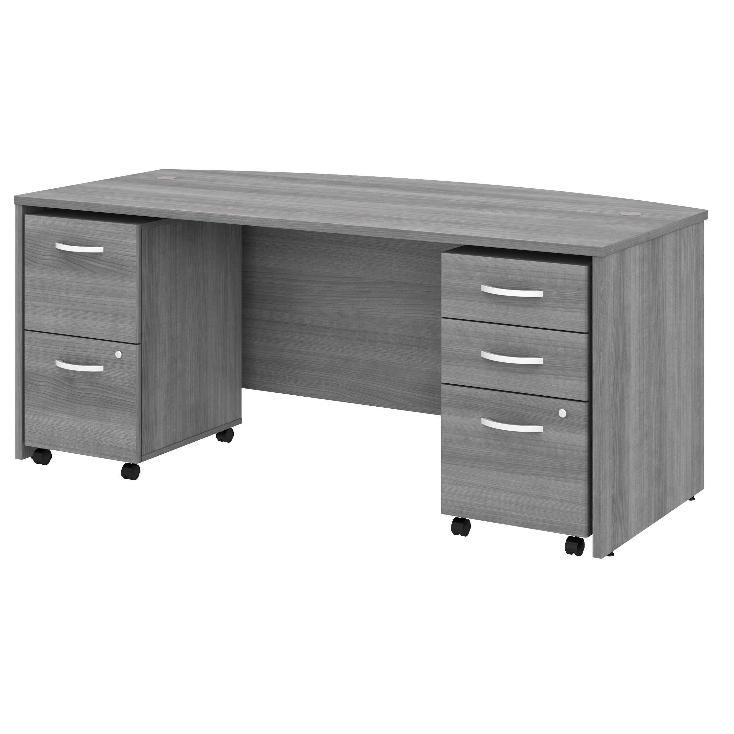 Shop Bush Business Furniture Studio C 72W x 36D Bow Front Desk with Mobile File Cabinets 02 STC012PGSU #color_platinum gray