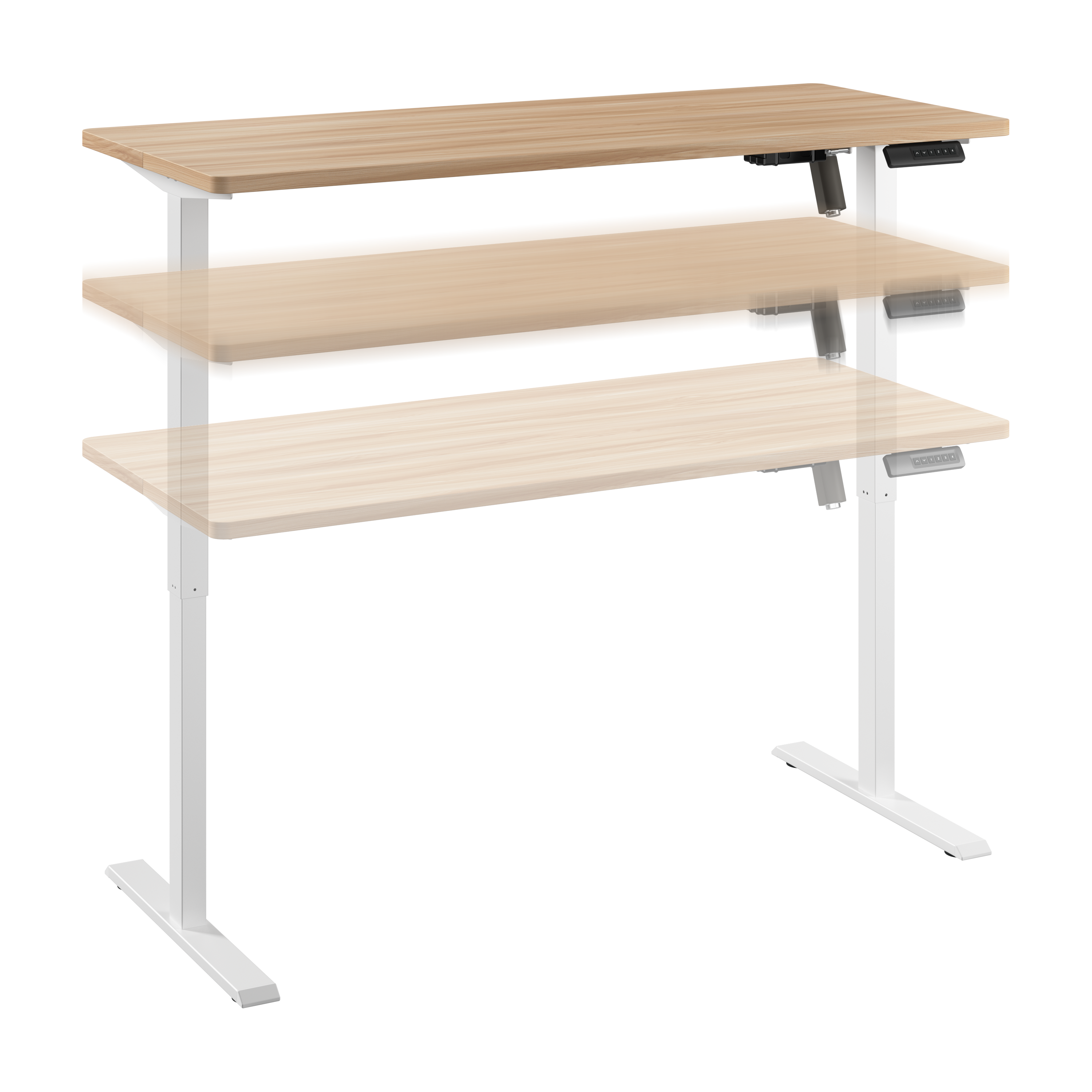 Shop Bush Furniture Energize 55W x 24D Electric Height Adjustable Standing Desk 02 EZ155MAW-03 #color_maple/white frame