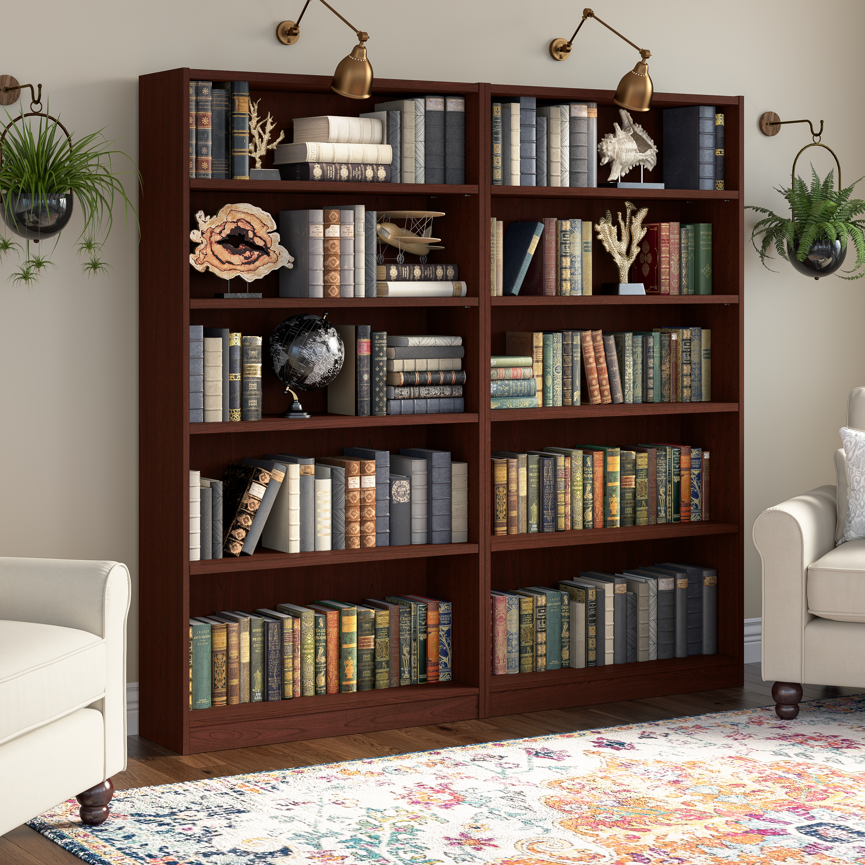 Shop Bush Furniture Universal Tall 5 Shelf Bookcase 05 WL12439 #color_vogue cherry