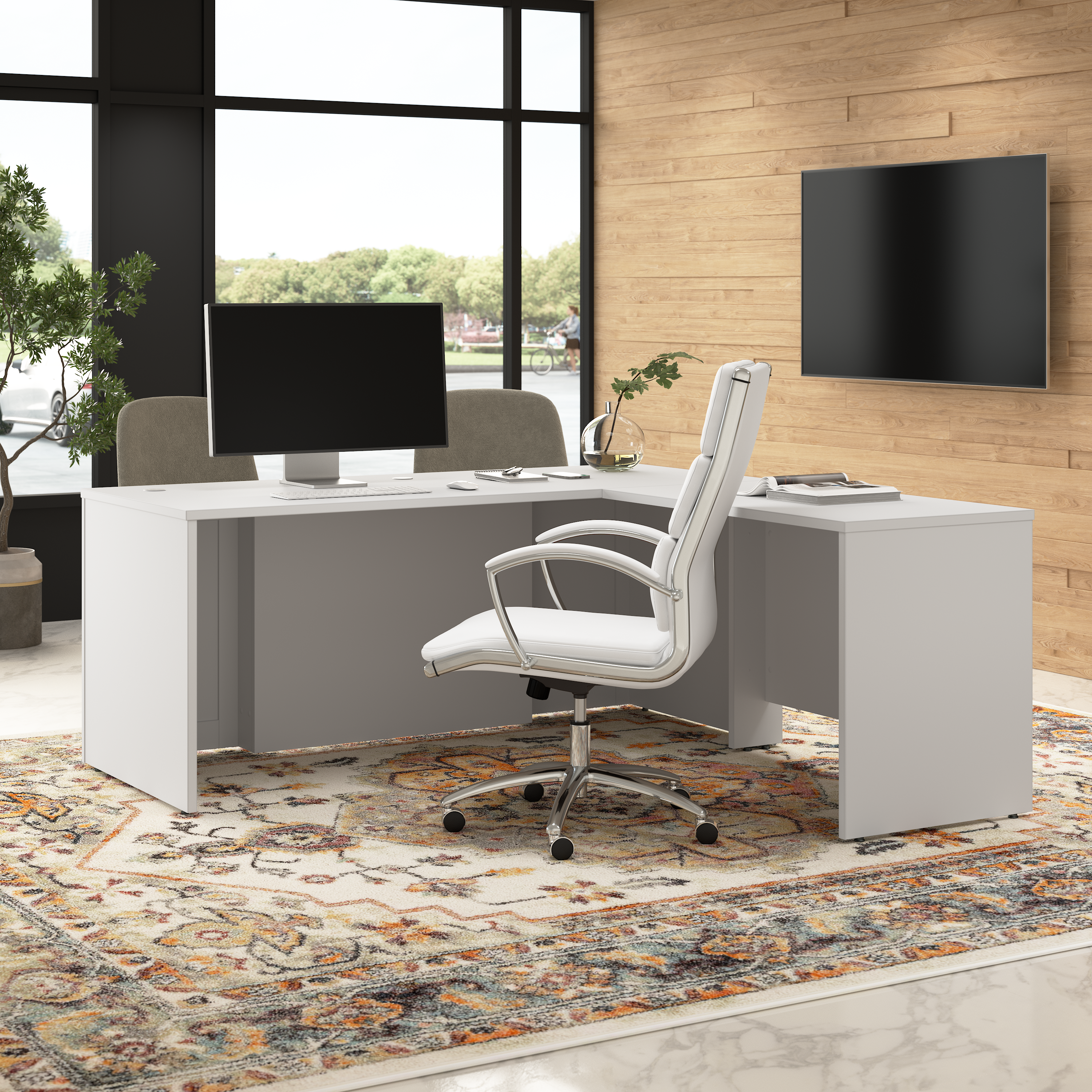 Shop Bush Business Furniture Hampton Heights 72W x 30D Executive L-Shaped Desk 03 HHD021WH #color_white