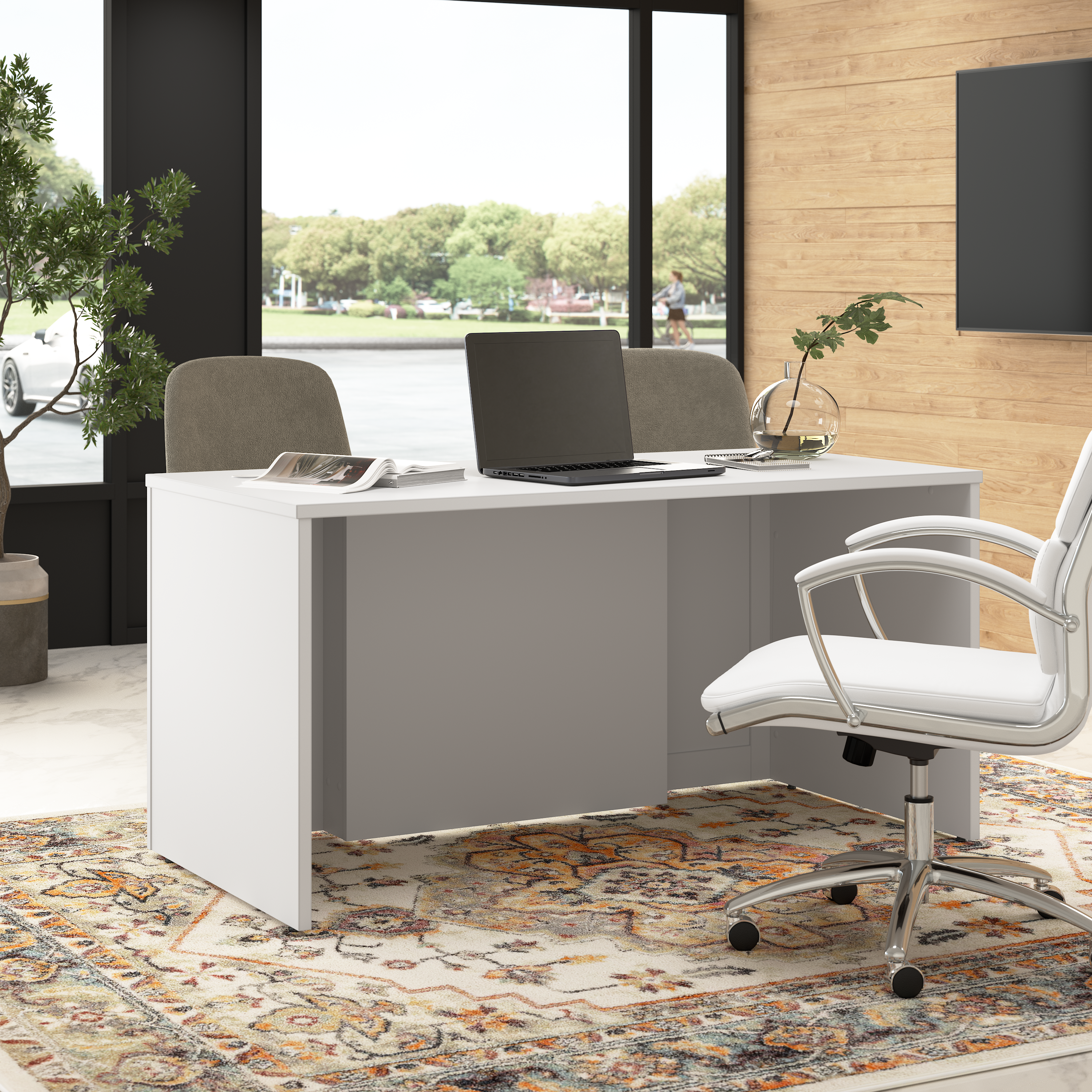 Shop Bush Business Furniture Hampton Heights 60W x 30D Executive Desk 03 HHD160WH #color_white