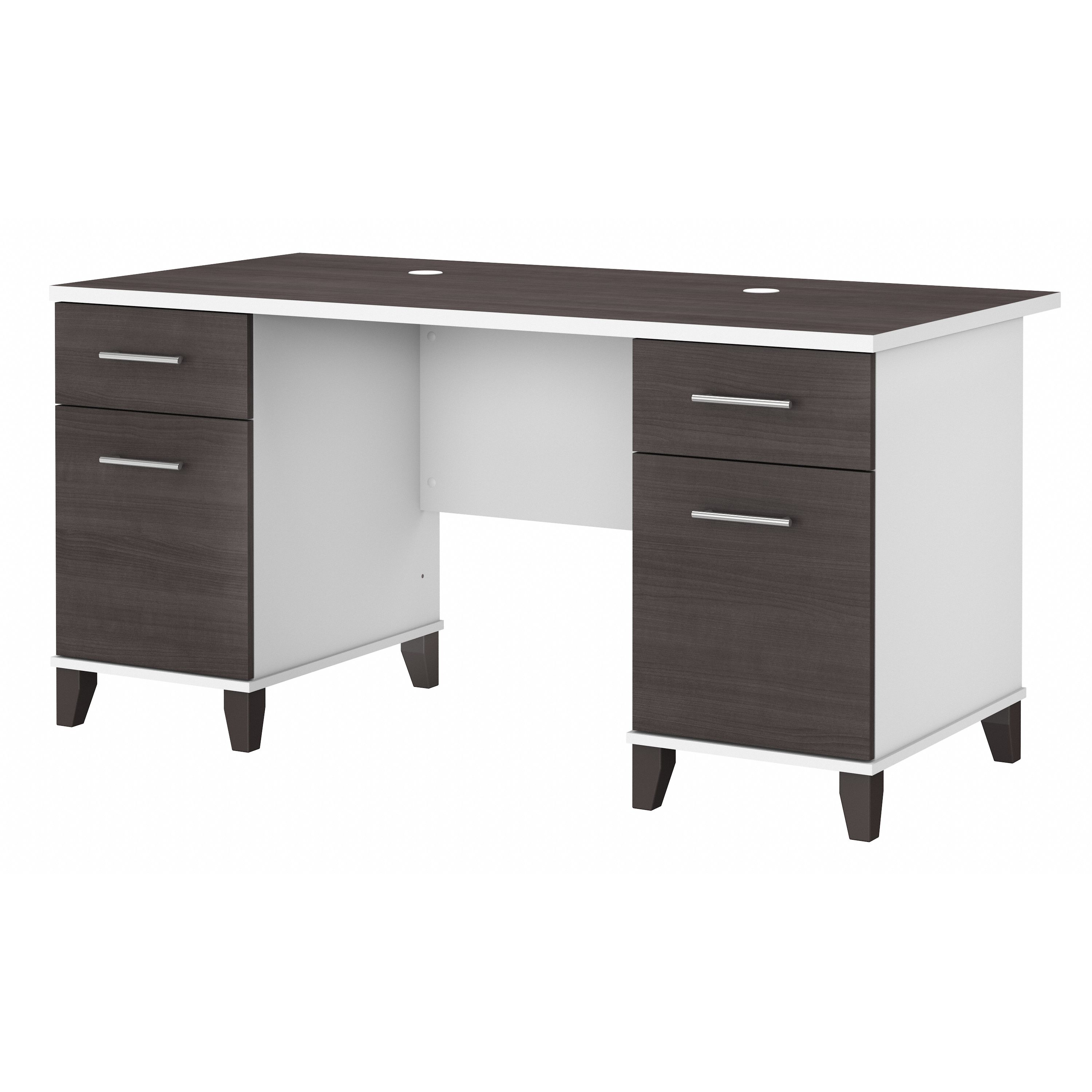 Shop Bush Furniture Somerset 60W Office Desk with Drawers 02 WC81028K #color_storm gray/white