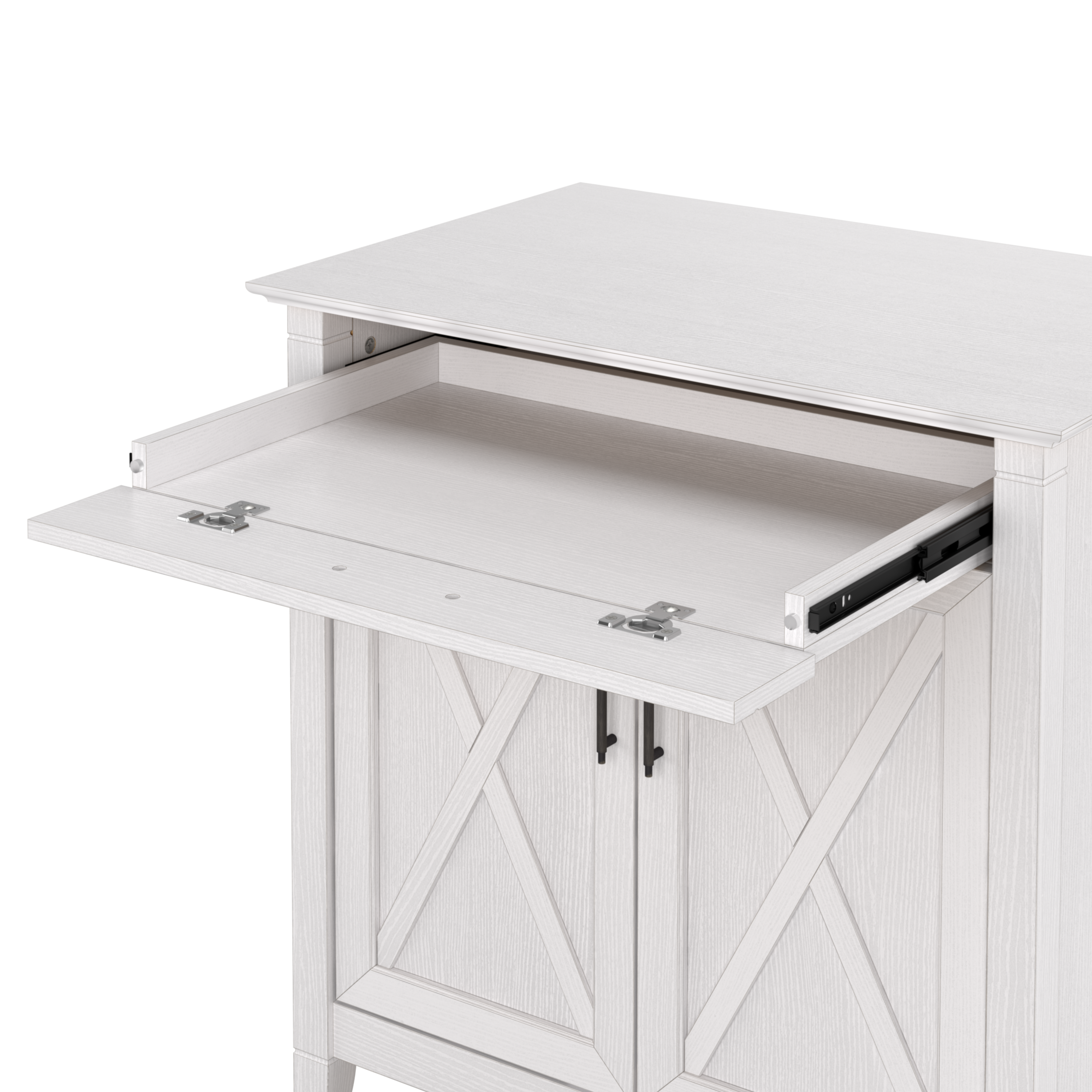 Shop Bush Furniture Key West Secretary Desk with Keyboard Tray and Storage Cabinet 07 KWS132WT-03 #color_pure white oak