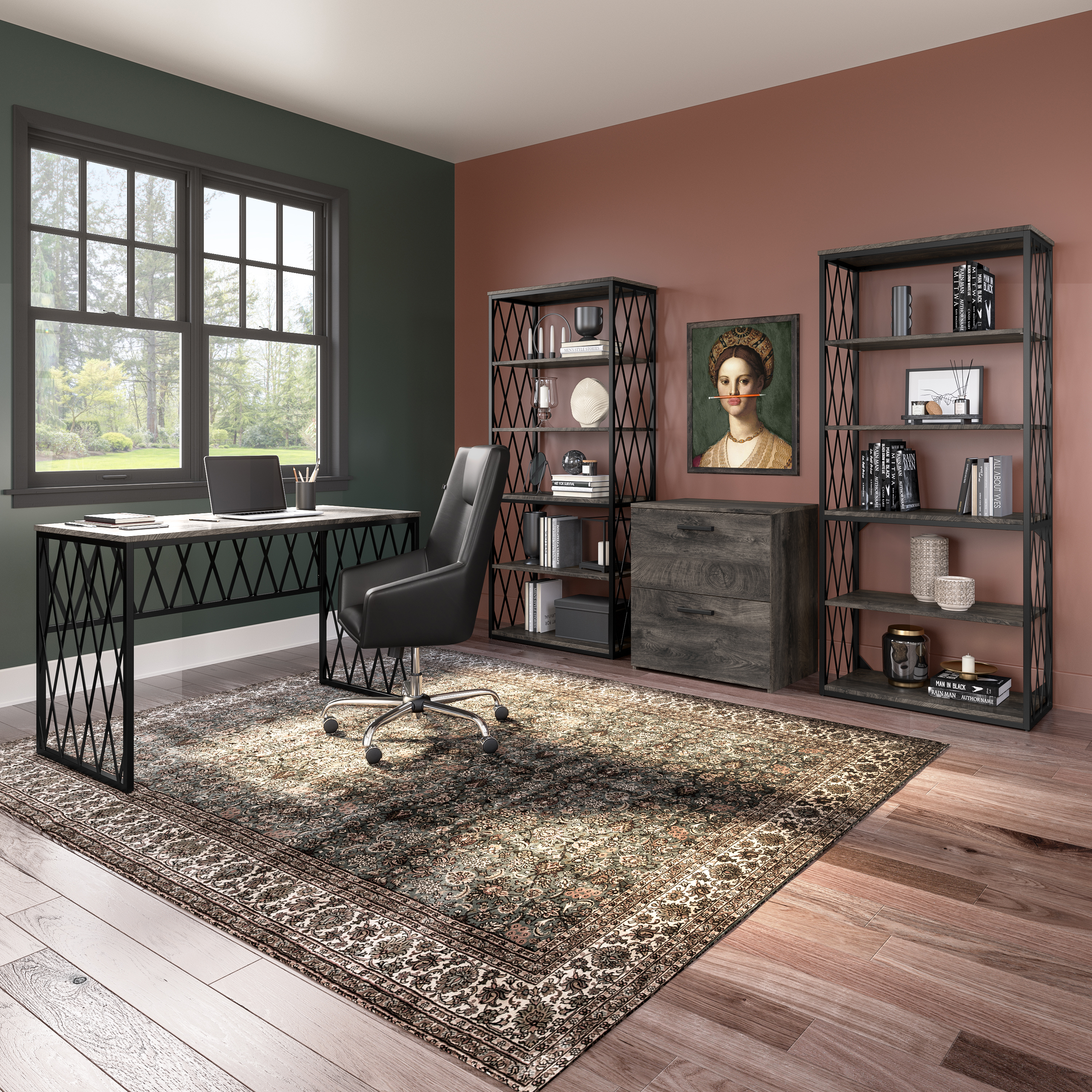 Shop Bush Furniture City Park 60W Industrial Writing Desk 06 CPD160GH-03 #color_dark gray hickory