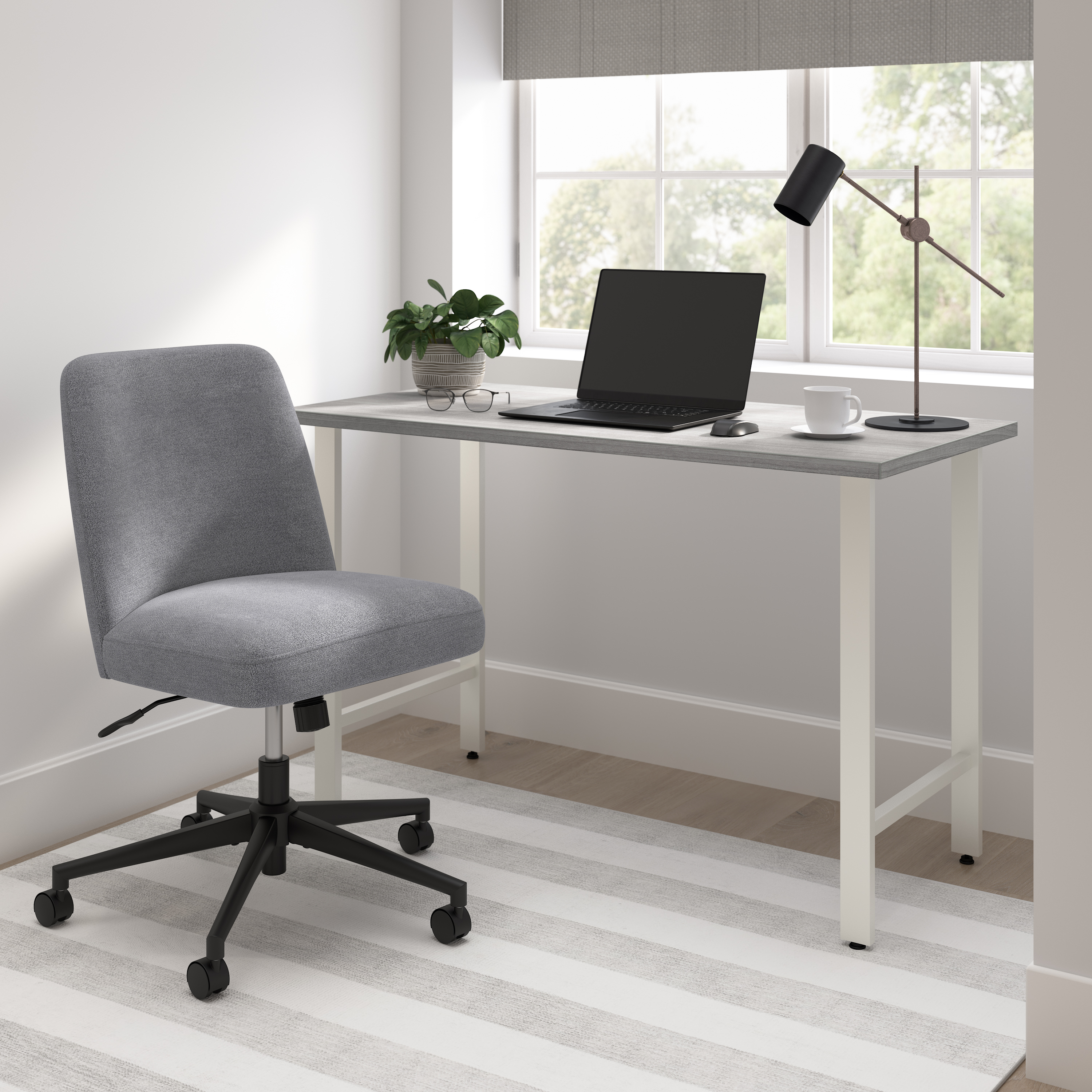 Shop Bush Furniture Hustle 48W x 24D Computer Desk and Chair Set 01 HUS004PG #color_platinum gray