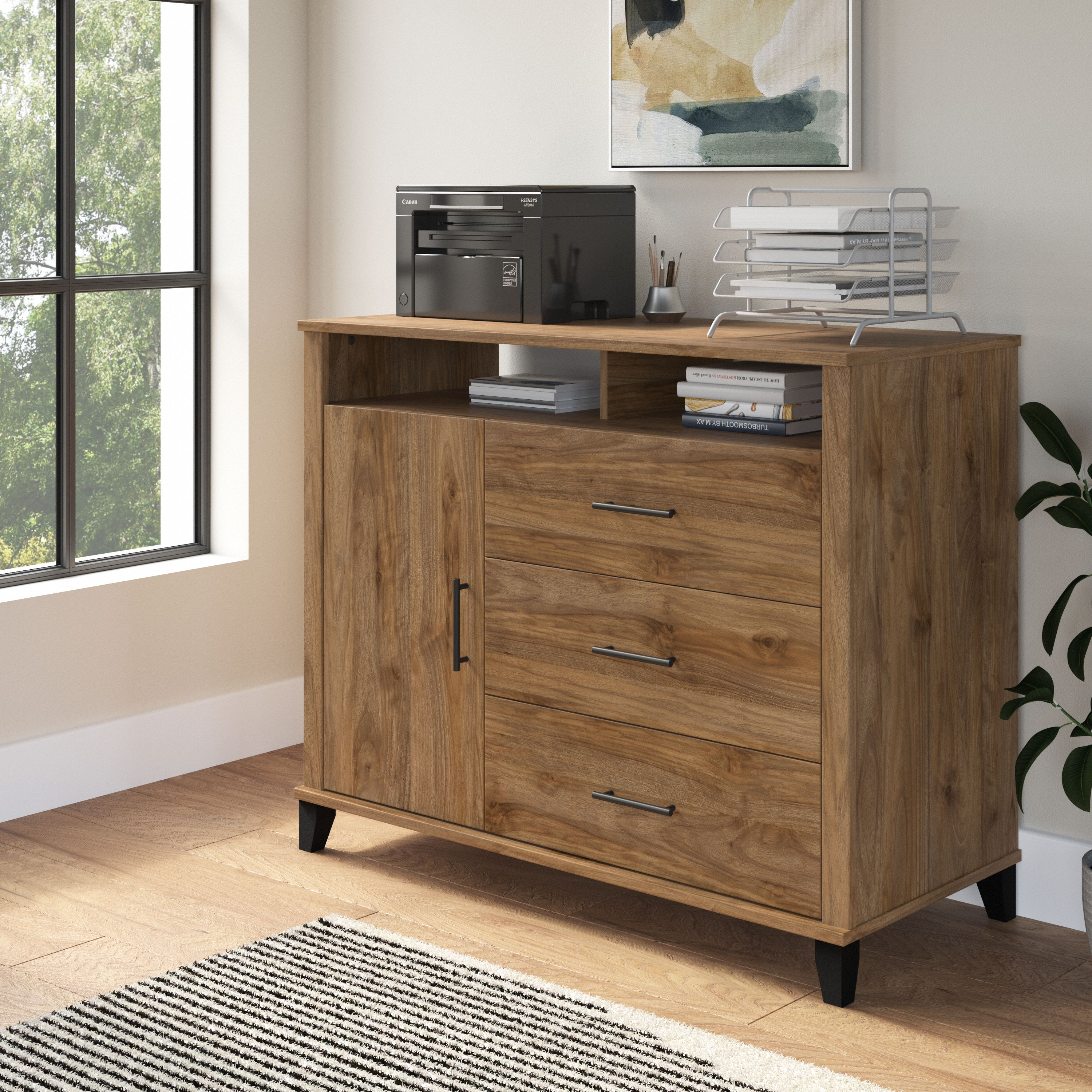 Shop Bush Furniture Somerset Office Storage Credenza 01 STV148FWK-Z2 #color_fresh walnut