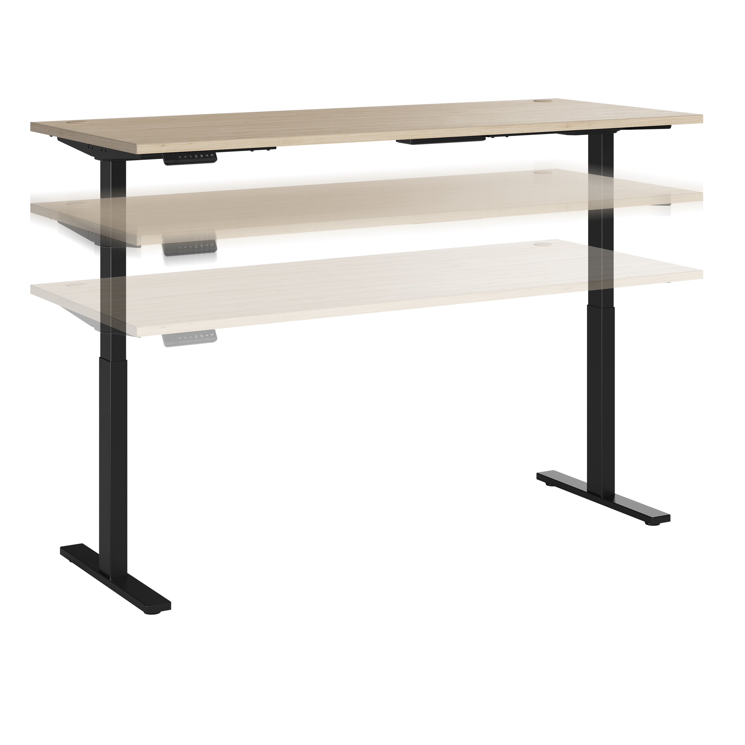 Shop Move 60 Series by Bush Business Furniture 72W x 30D Electric Height Adjustable Standing Desk 02 M6S7230NEBK #color_natural elm/black powder coat