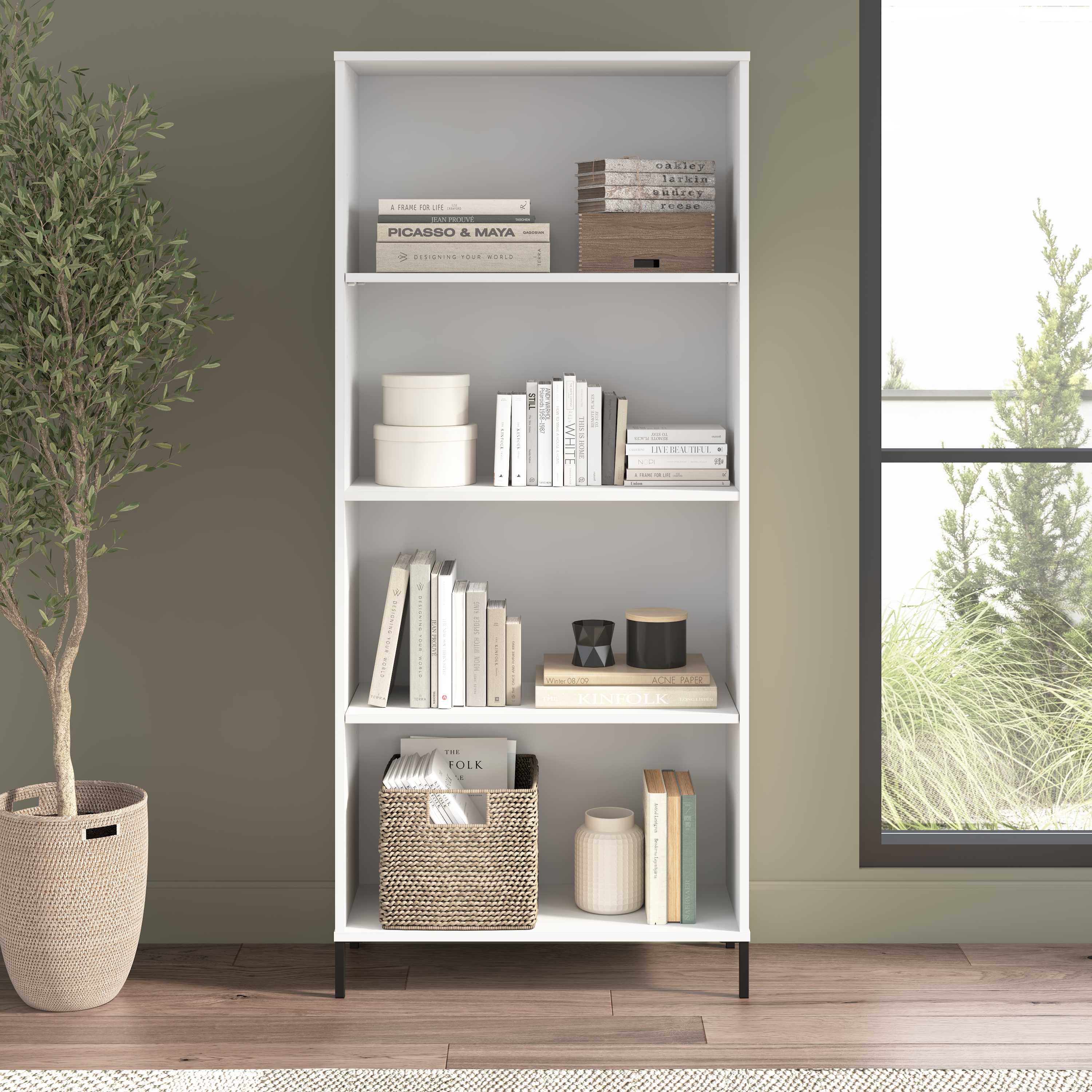 Shop Bush Furniture Soho 4 Shelf Bookcase 01 SHB129WH-Z #color_white