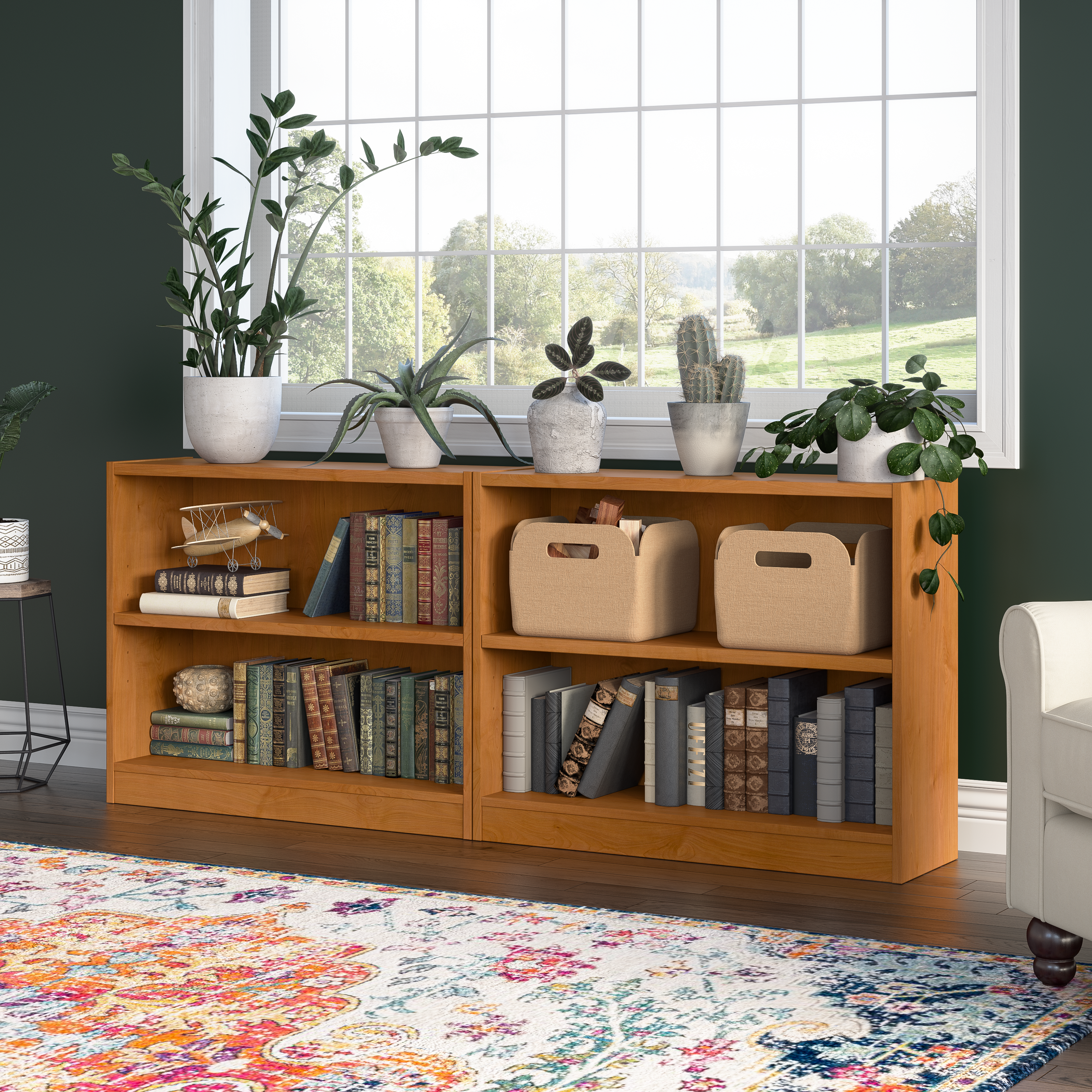 Shop Bush Furniture Universal Small 2 Shelf Bookcase 05 WL12466 #color_natural cherry