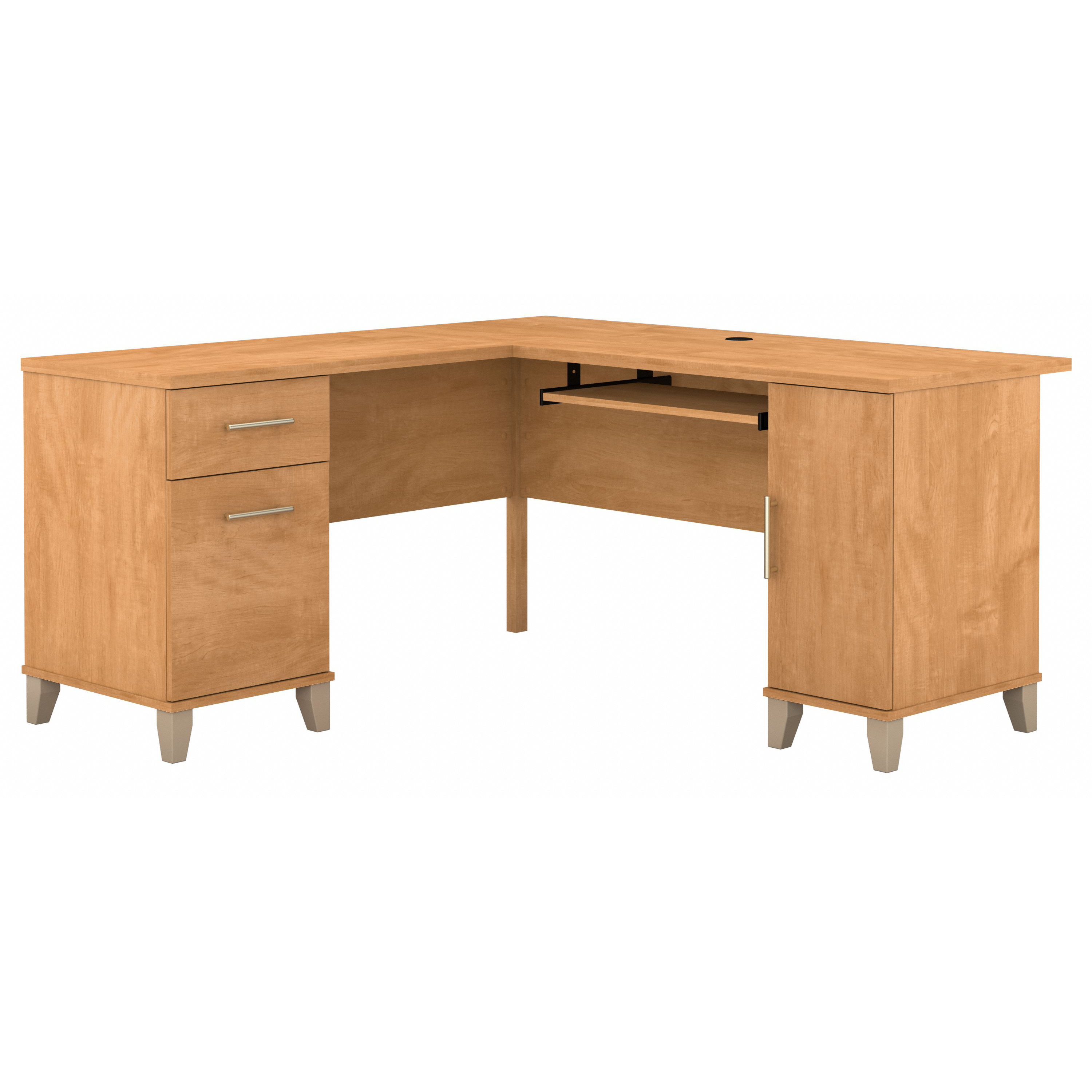 Shop Bush Furniture Somerset 60W L Shaped Desk with Storage 02 WC81430K #color_maple cross