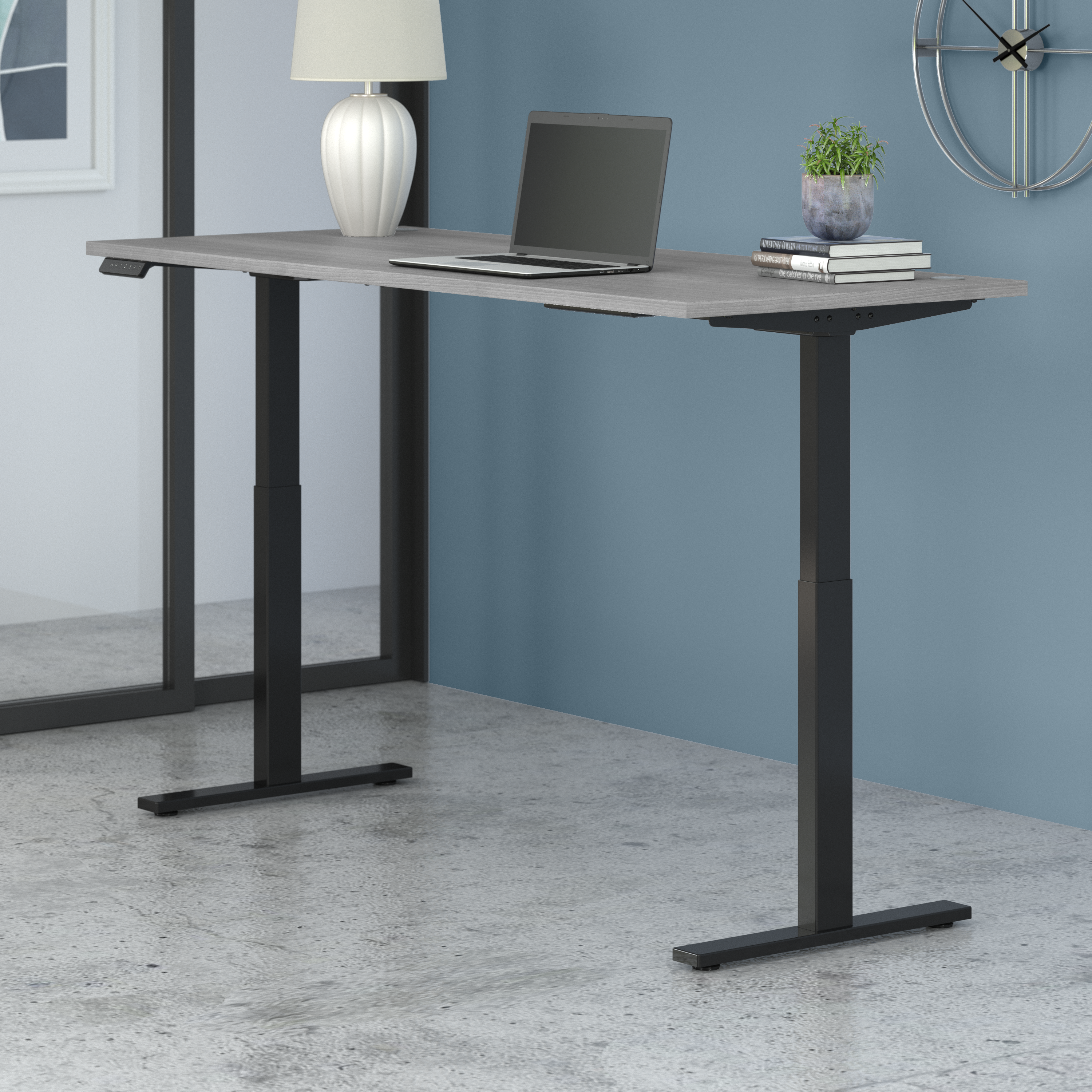 Shop Move 60 Series by Bush Business Furniture 72W x 30D Electric Height Adjustable Standing Desk 01 M6S7230PGBK #color_platinum gray/black powder coat